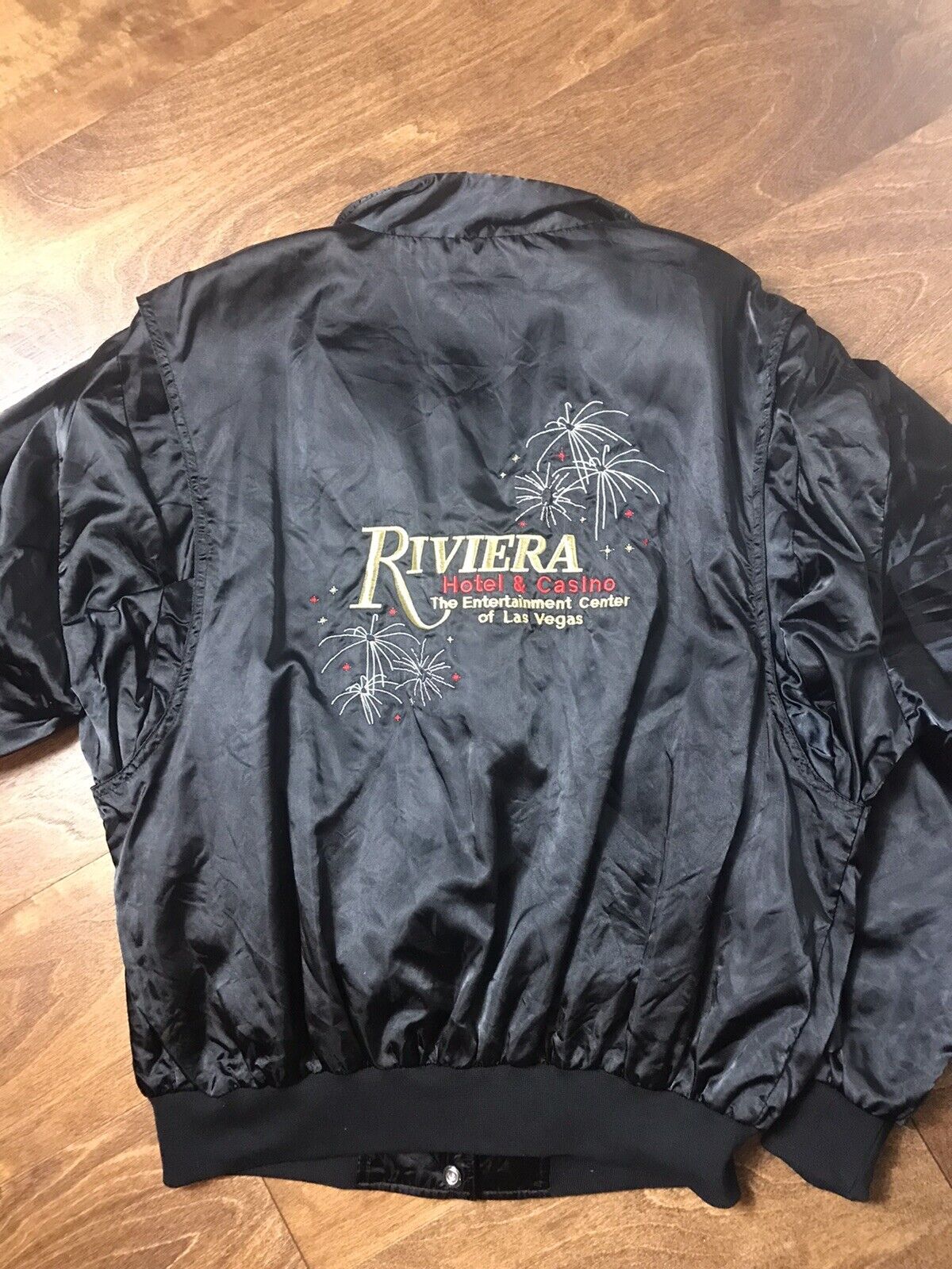 Vintage Riviera Hotel and Casino Las Vegas Size XL Black Satin Jacket