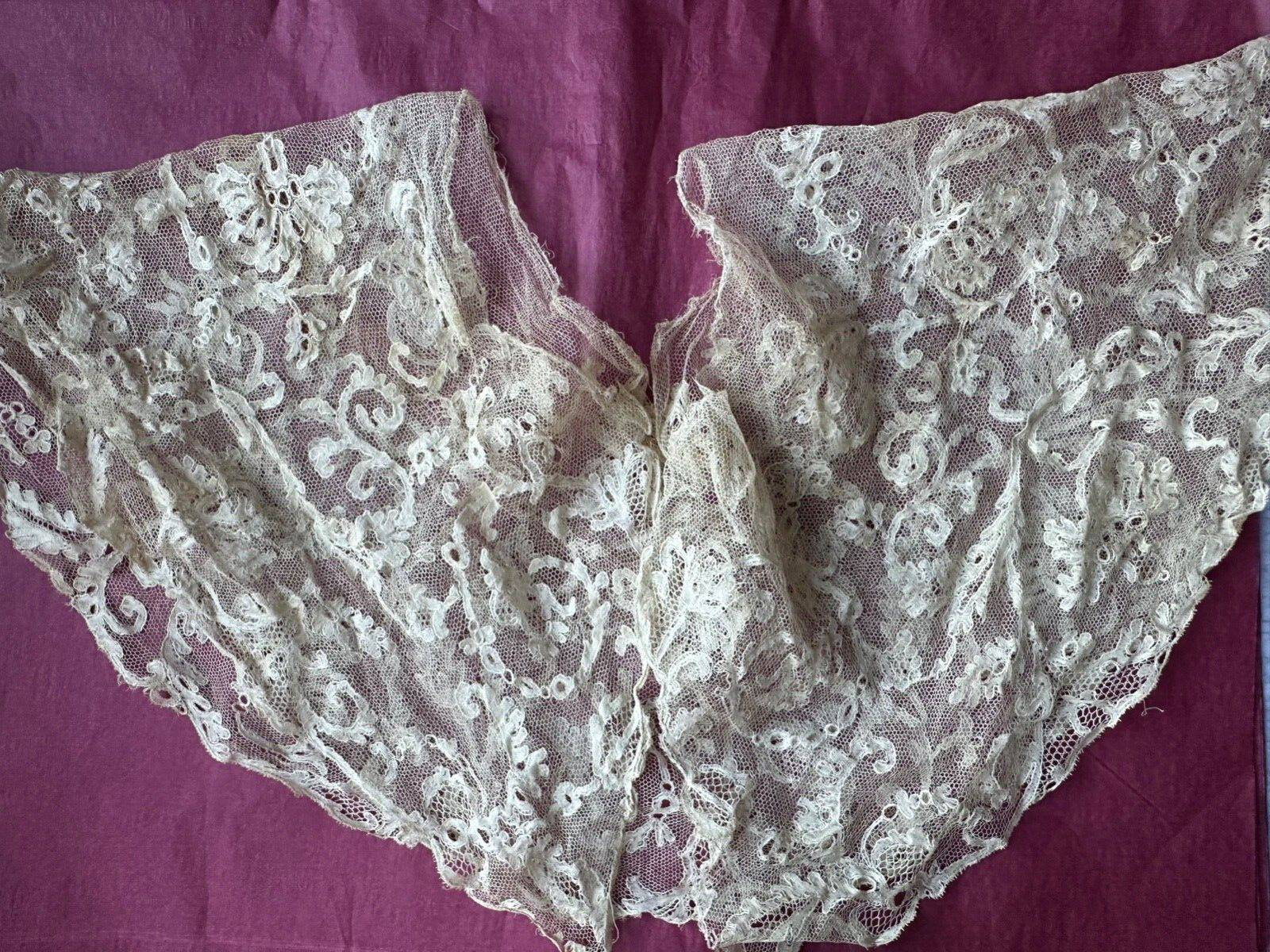 Magnificent Antique Handmade Bobbin lace Caplet - Silk, linen 54\