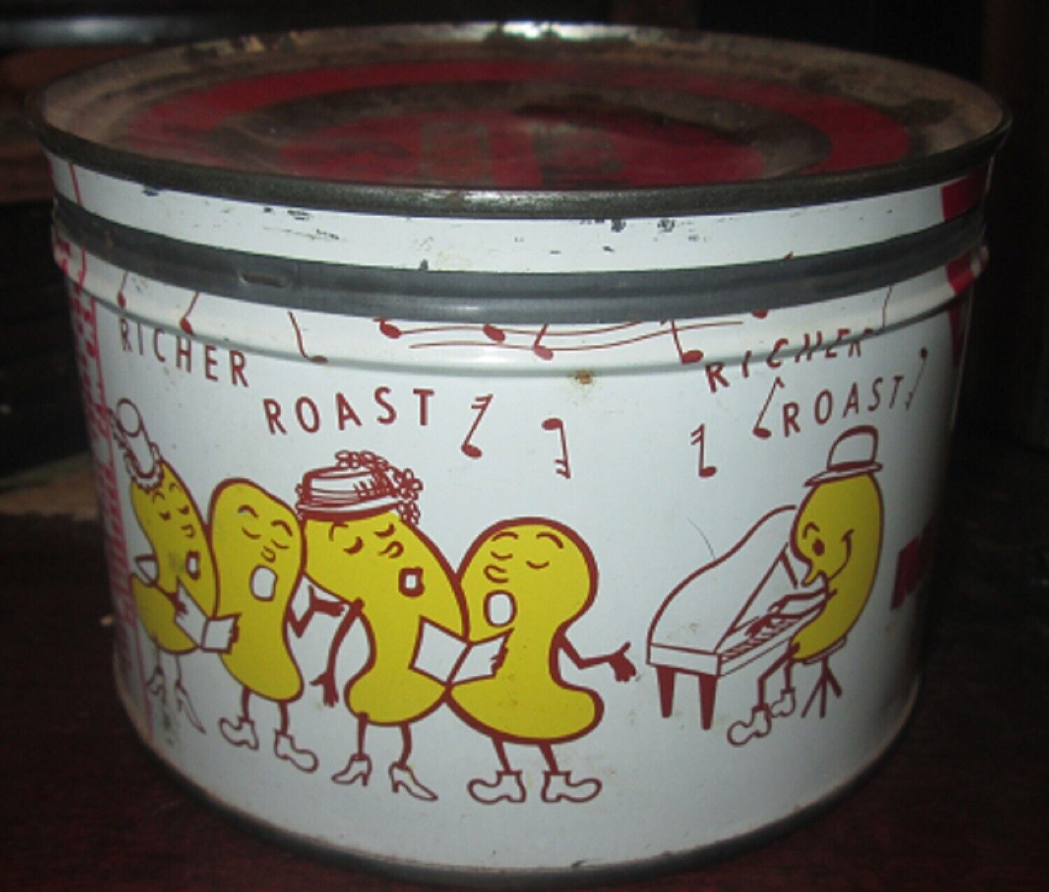 Vintage Lady Anne Mixed Nut Tin Can Dancing Nuts With Lid, Great Graphics