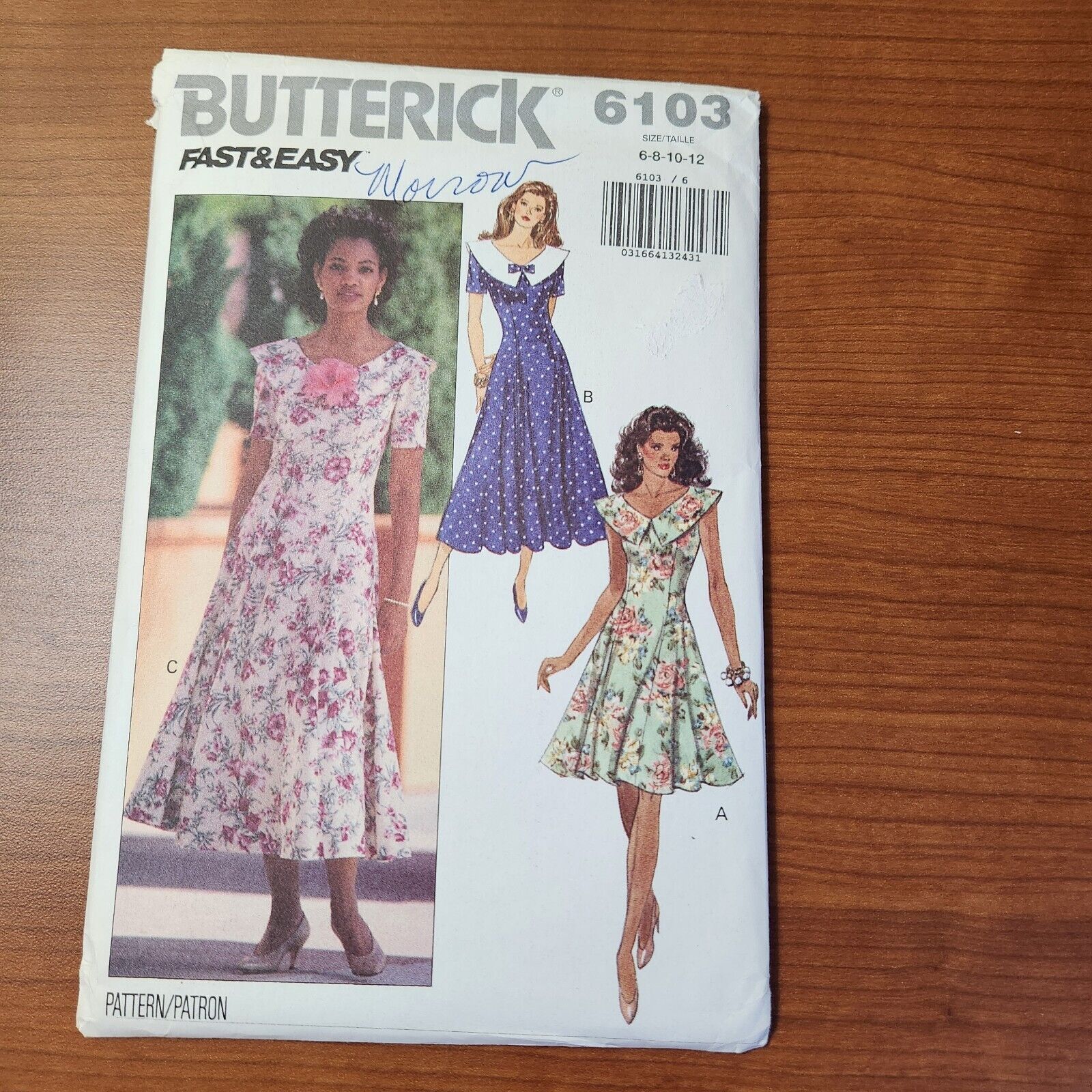 Butterick 6103 Womens Sizes 6 8 10 12 Fit \'N Flare Dress 90s UNCUT FF Bust 30-34