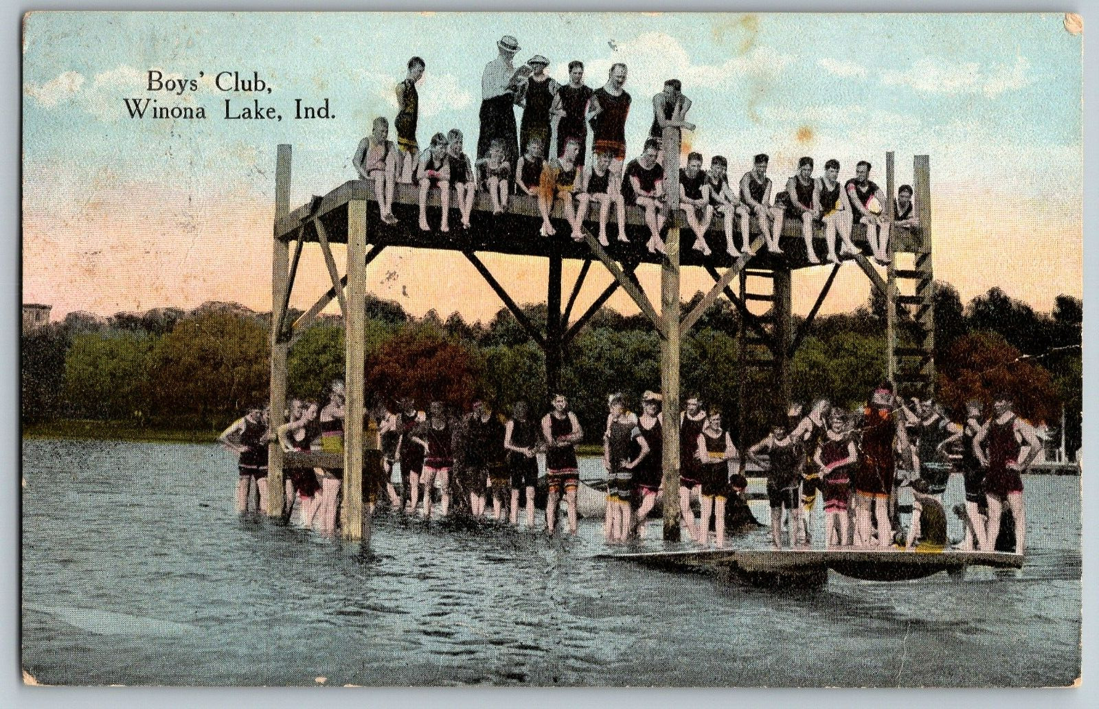 Winona Lake, Indiana IN - Boy's Club - Vintage Postcard - Posted