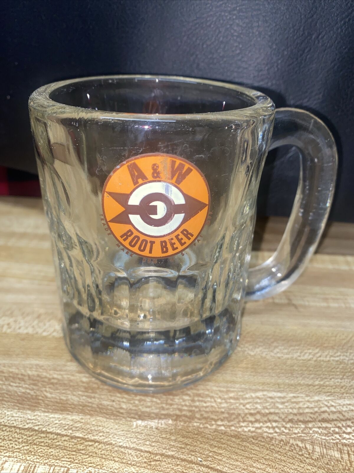 Vintage A & W Root Beer Glass Mug 4 3/8” Arrow Bullseye Logo 1940s - 1950s