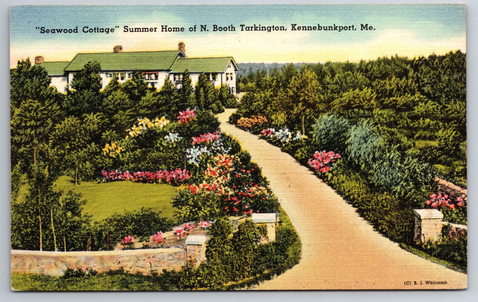 Vintage Postcard ME Kennebunkport Seawood Cottage  Linen ~10642