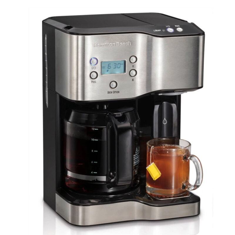 Hamilton Beach 12 Cup Coffeemaker with Hot Water Dispensing, Black & Stainless 