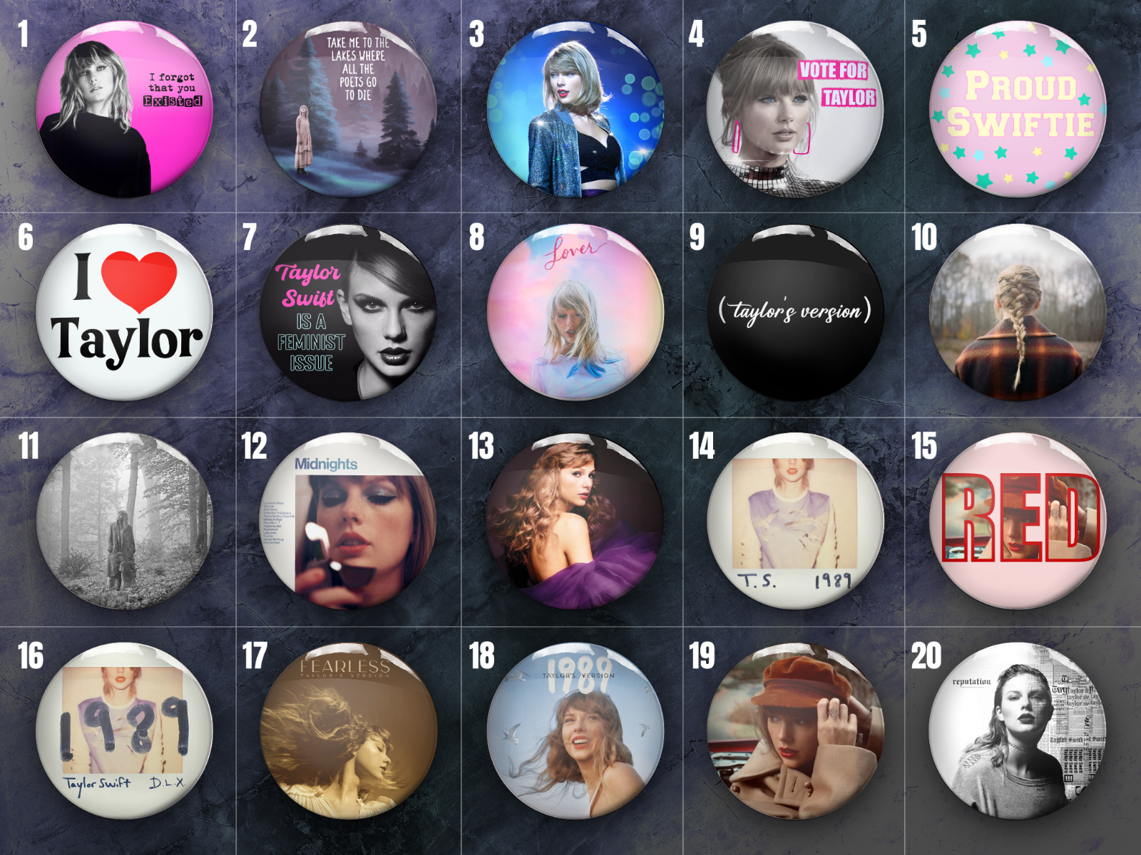 Taylor Swift Pin Badges | 32mm | Buttons | Swifite | Eras | Fan | Gift | Tour