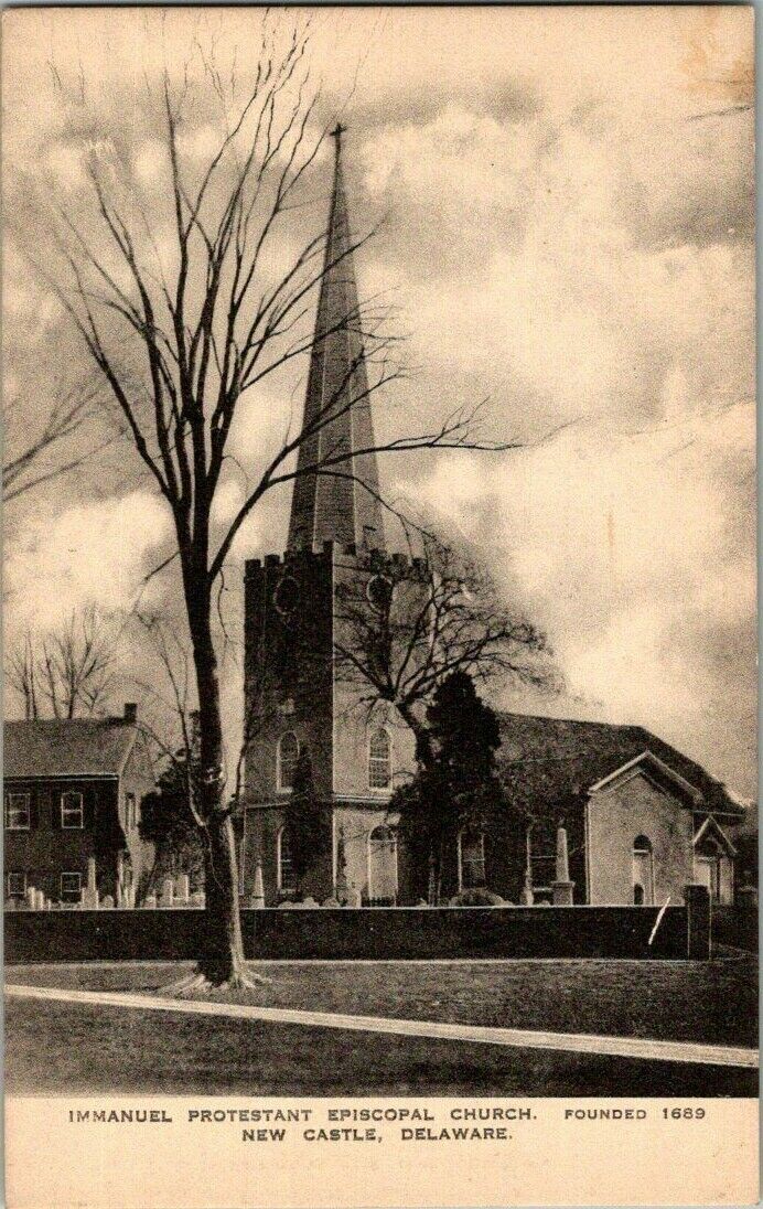 1930\'S. NEW CASTLE, DEL. IMMANUEL PROTESTANT EPISCOPAL CHURCH. POSTCARD. DB38