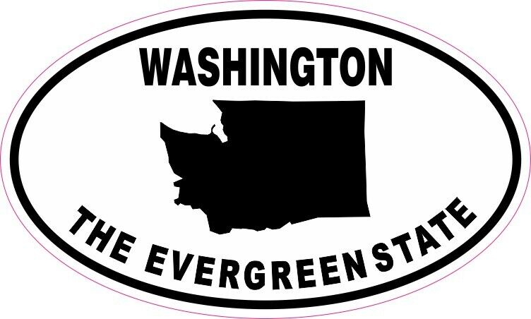 5 x 3 Oval Washington The Evergreen State Sticker Car Truck Vehicle Bumper Decal