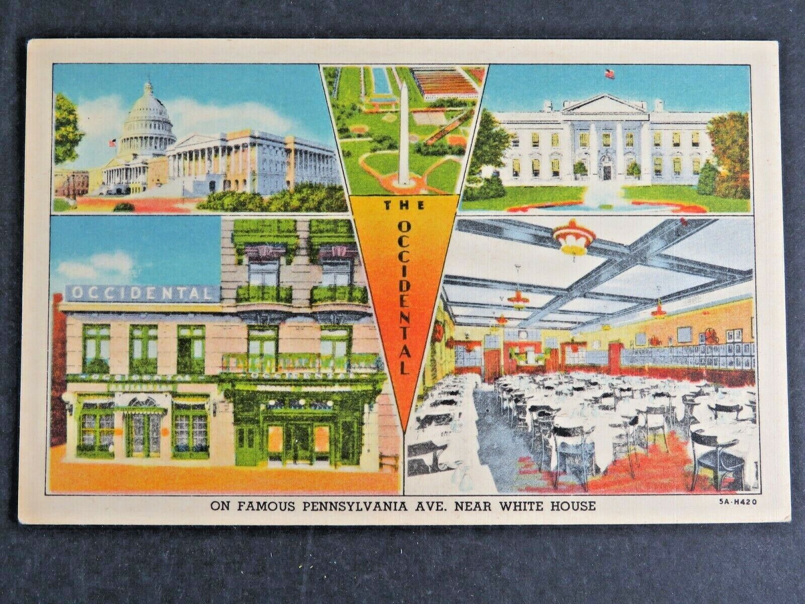 Vintage Postcard The Occidental On Pennsylvania Ave Near White House A7082