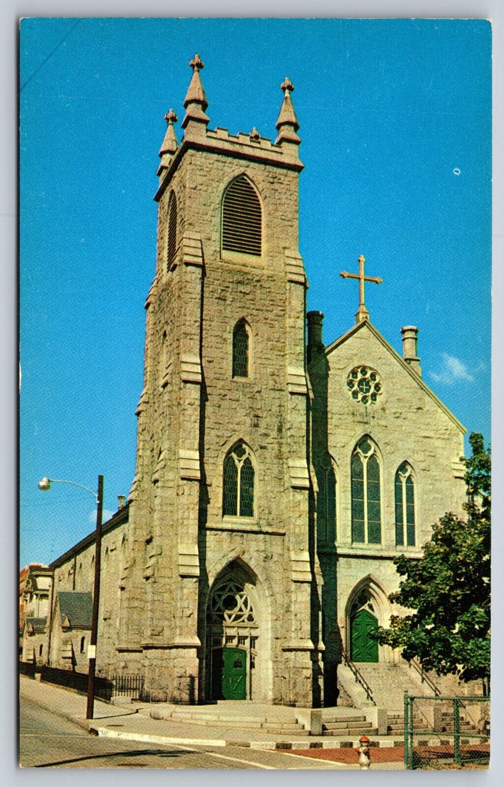 Postcard Rhode Island  Woonsocket St Charles Borromeo Church 7C