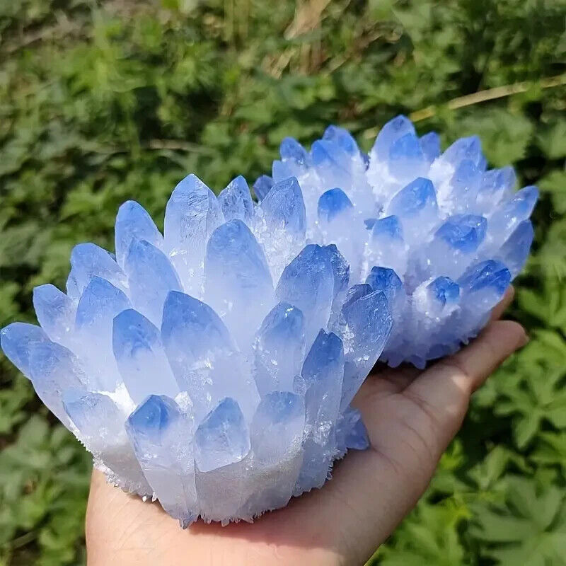 310g+ Natural Blue Ghost Phantom Cluster Mineral Specimen Crystal Reiki Decor