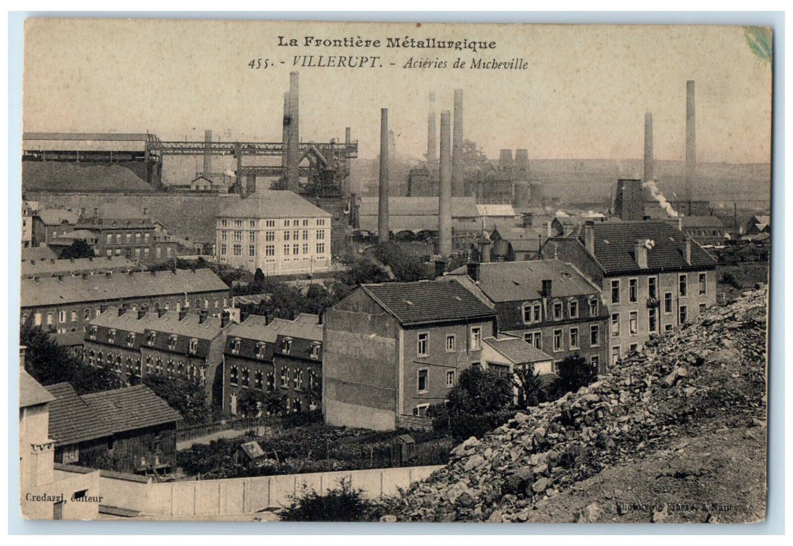 c1910 Frontier Metallurgical Acieries De Micheville Villerupt France Postcard