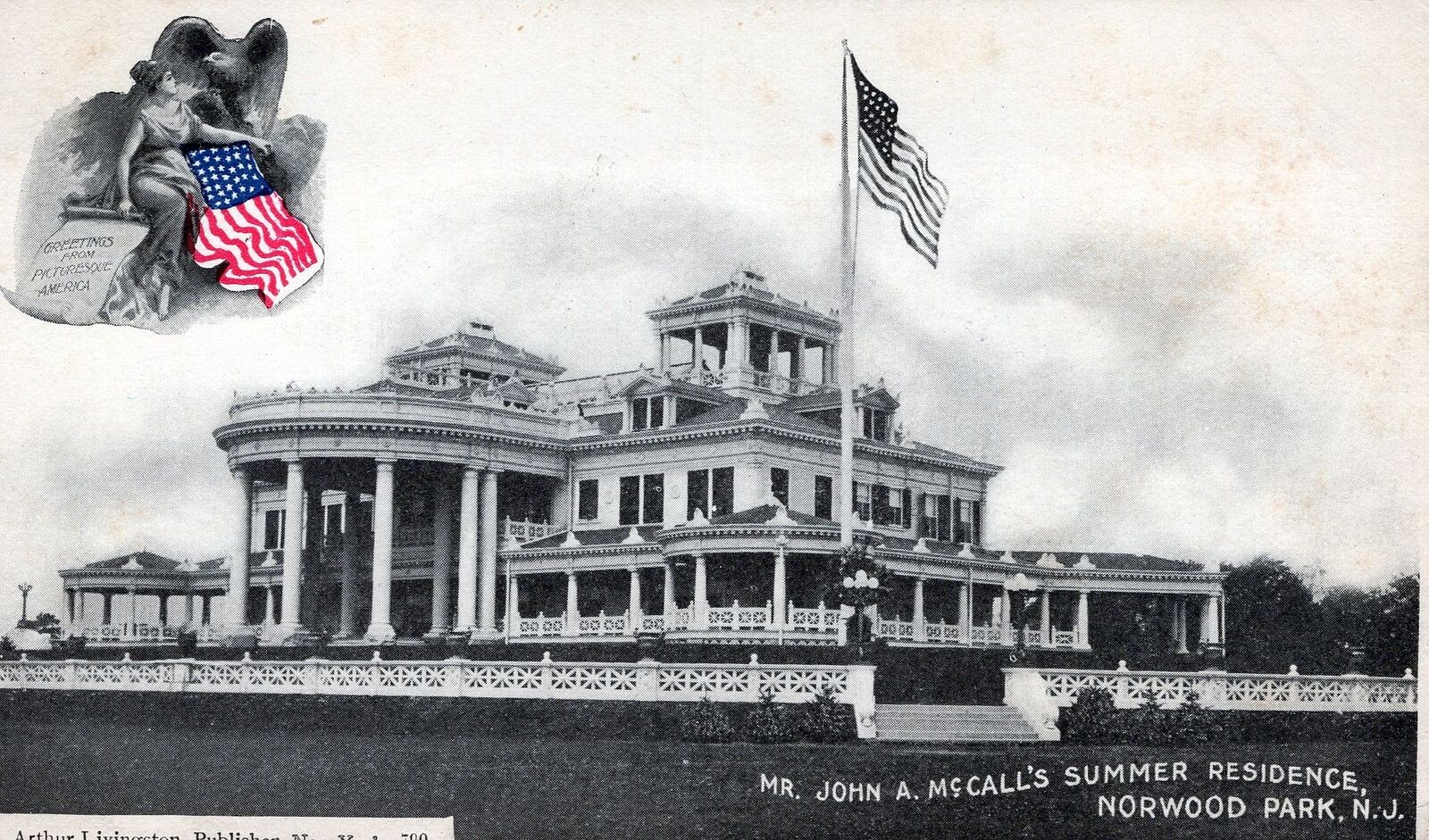 NORWOOD PARK NJ - John A. McCall's Summer Residence Postcard - udb (pre 1908)