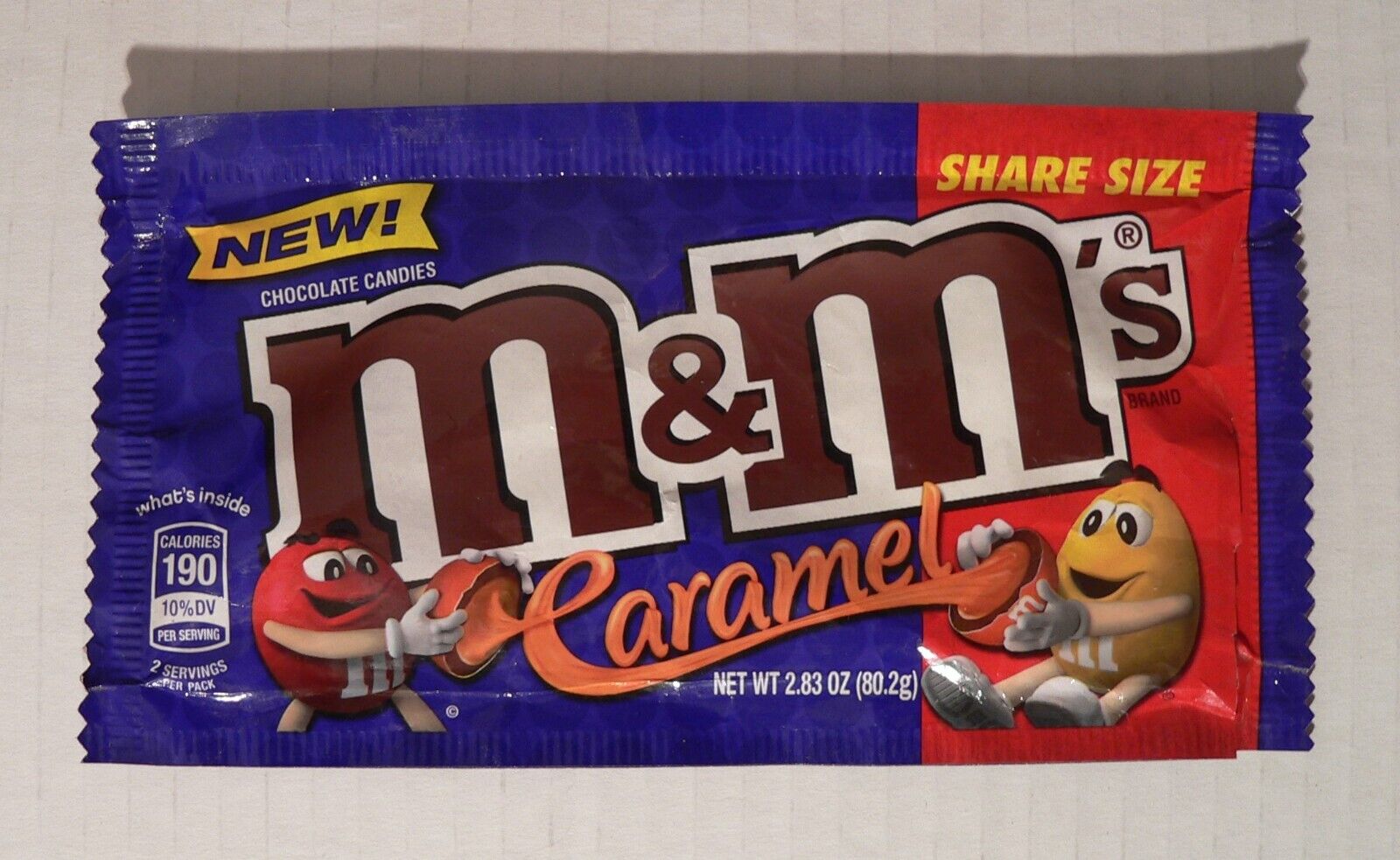 1st Edition 2018 M&M\'s Caramel Chocolate Candy 2.83 OZ  WRAPPER, NO CANDY