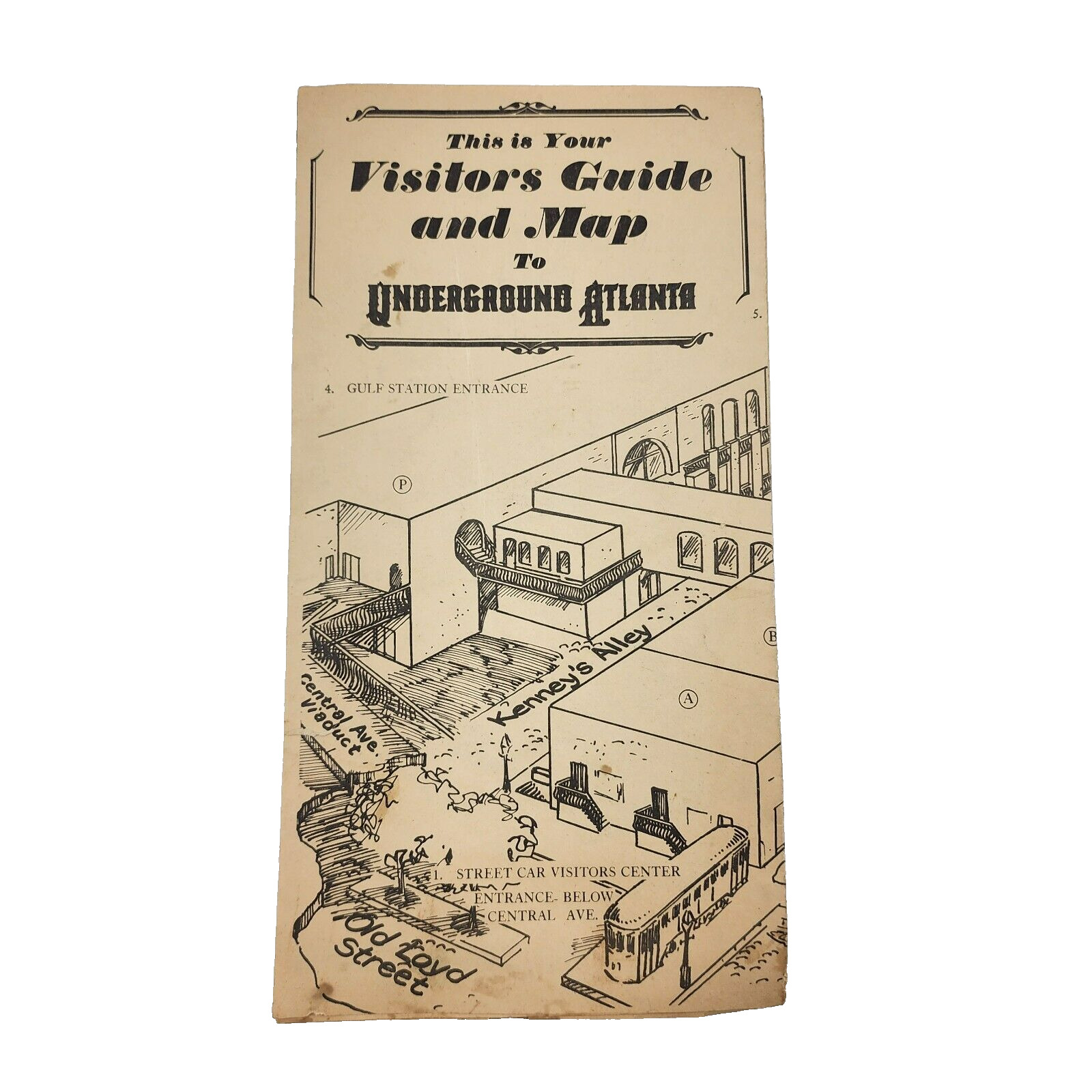 Vintage 1930s or 40s Underground Atlanta Visitors Guide and Map-Tri Fold