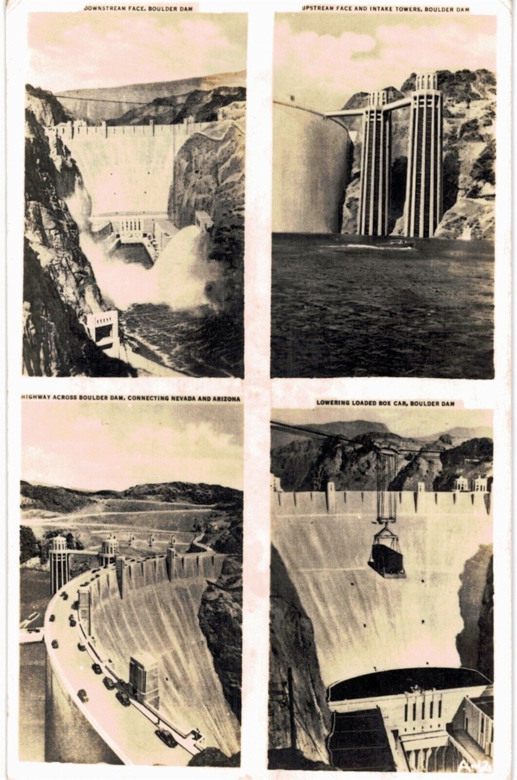 Boulder Dam Multi View RPPC 1950 AZ 