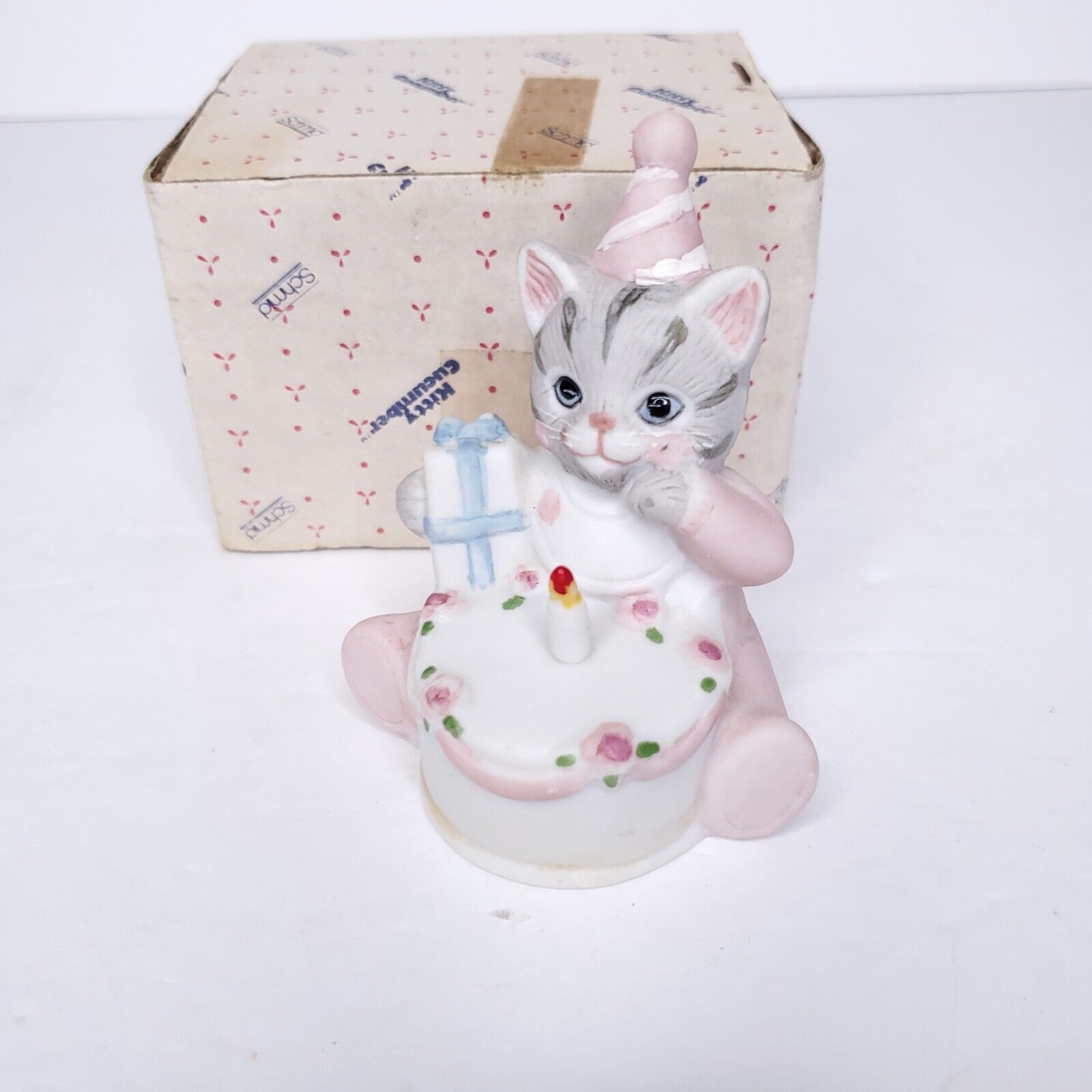 Kitty Cucumber First Birthday 1989 Schmid Porcelain Figurine Vtg 