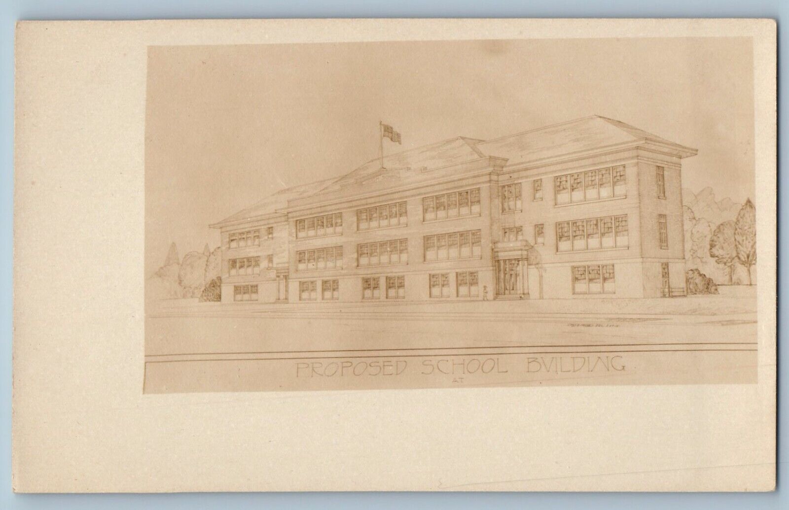 Pendleton Oregon OR Postcard RPPC Photo Proposed School Building Antique 1912