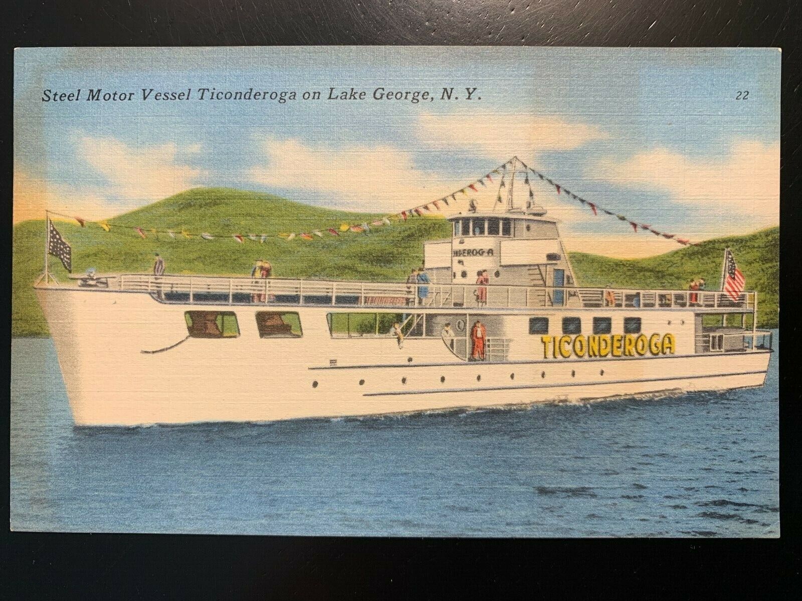 Postcard Lake George NY - Passenger Ferry Ticonderoga