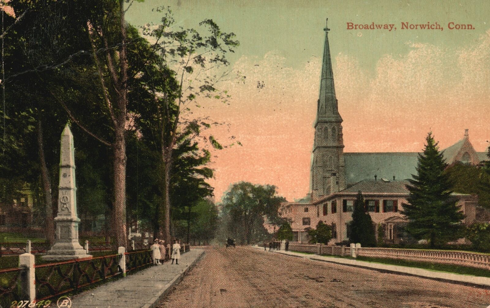 Vintage Postcard 1914 View of Broadway Norwich Connecticut CT