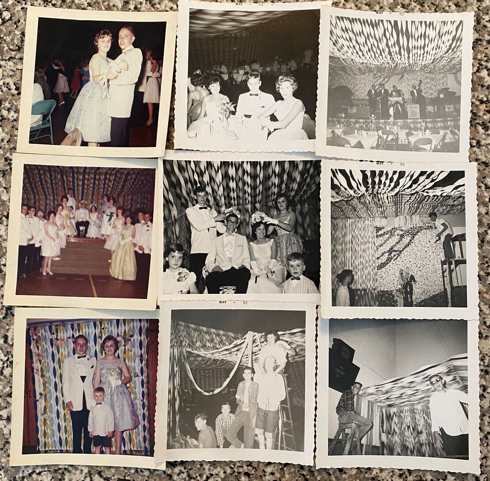 Vintage Found Art 1962 & 1963 Snapshot Photos Young Men & Women Prom Dress