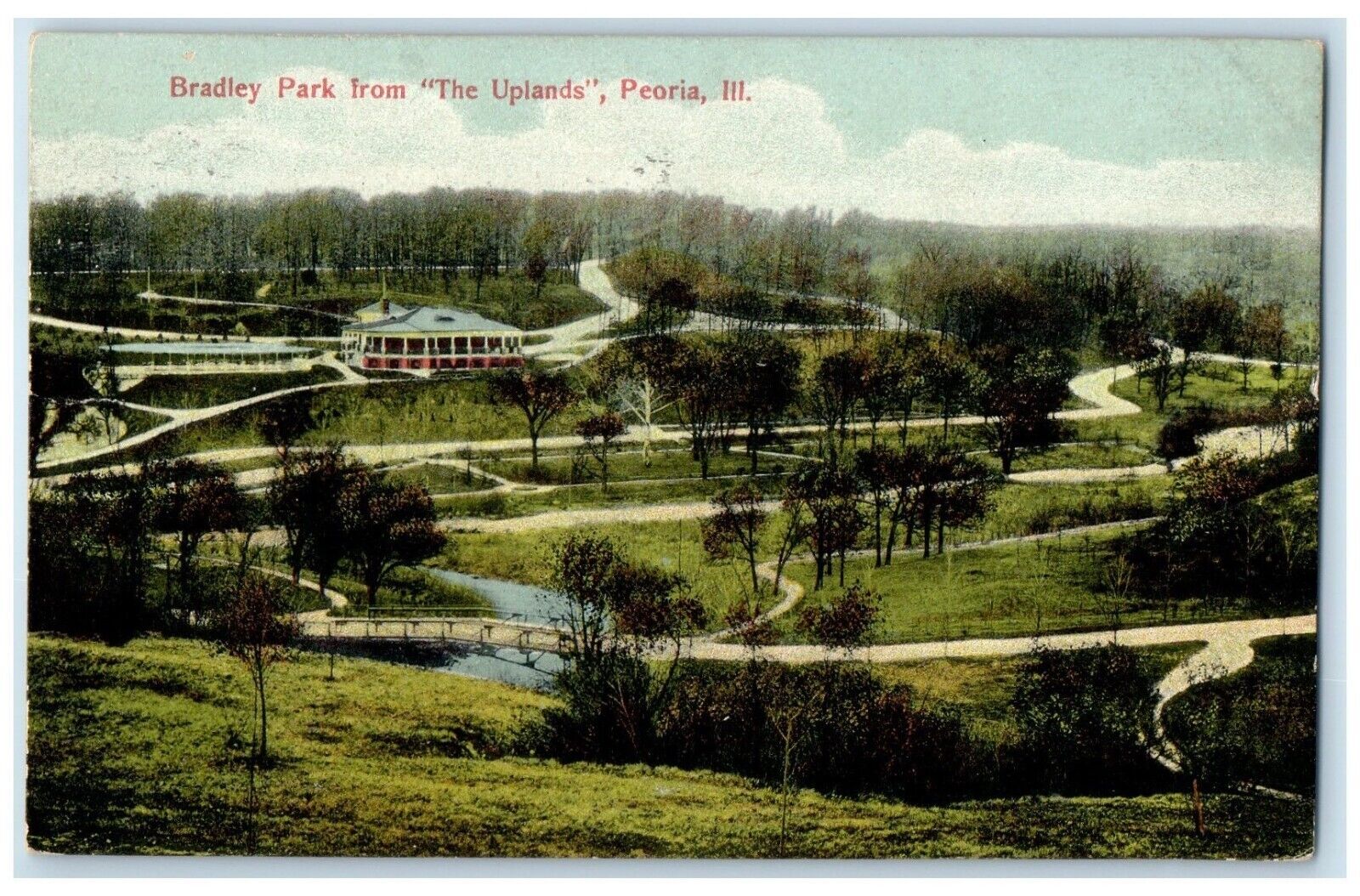1909 Bradley Park The Uplands Exterior Peoria Illinois Vintage Antique Postcard