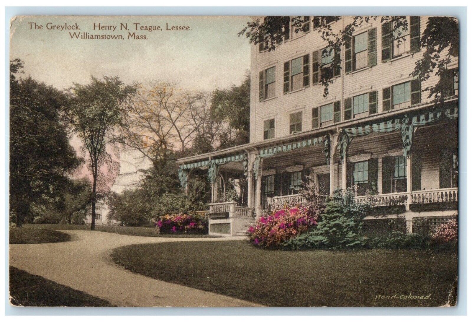 1917 Greylock Henry Teague Lessee Williamstown Massachusett HandColored Postcard
