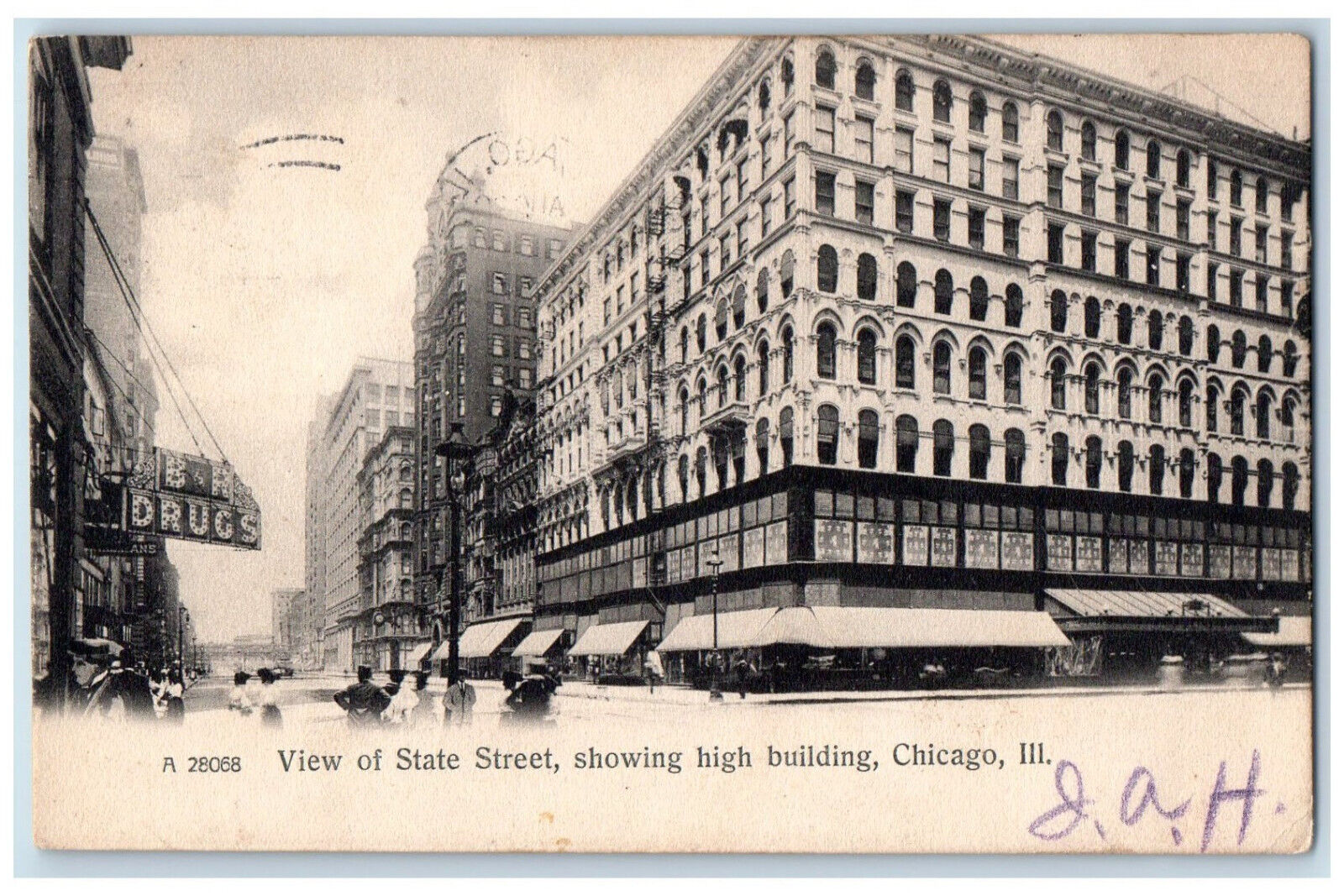 1906 View of State Street Showing High Building Chicago IL Posted Postcard