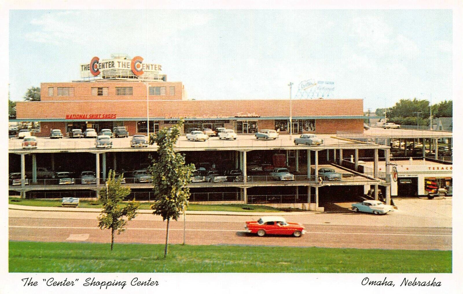 Omaha Nebraska NE “Center” Shopping Center 42nd Street 1950’s Cars Postcard