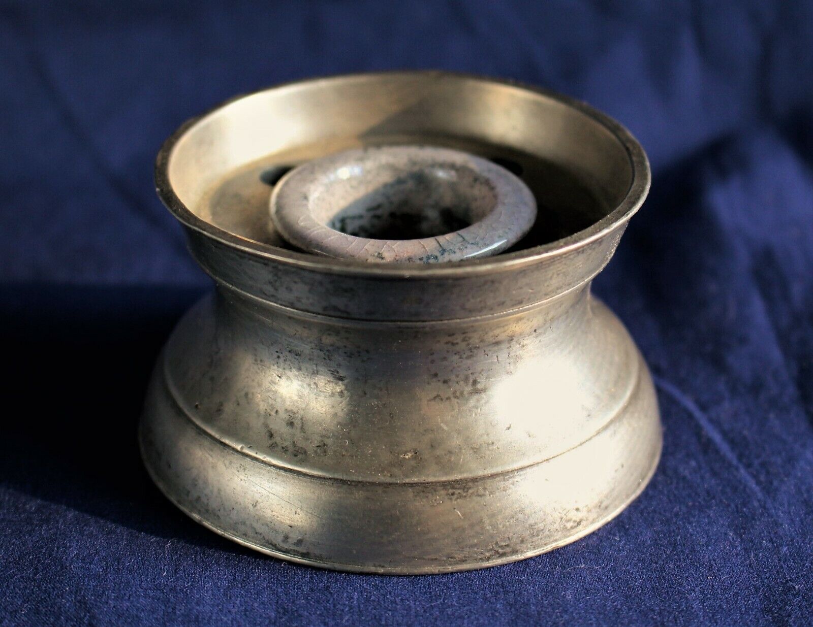 Federal Period American Pewter Inkwell c. 1810-1835 Signed \
