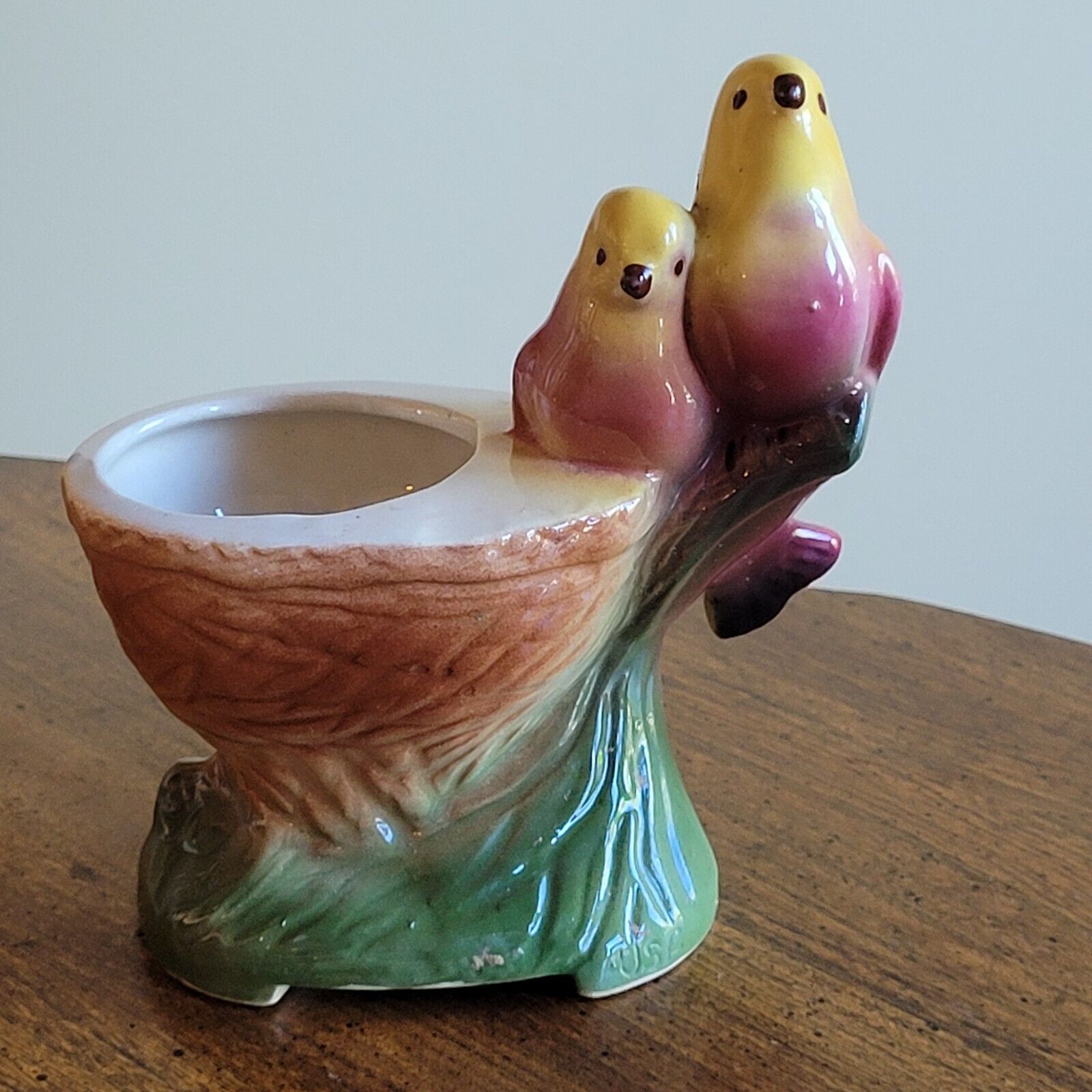 Vintage Royal Copley Pottery Love Birds Planter Vase 6\
