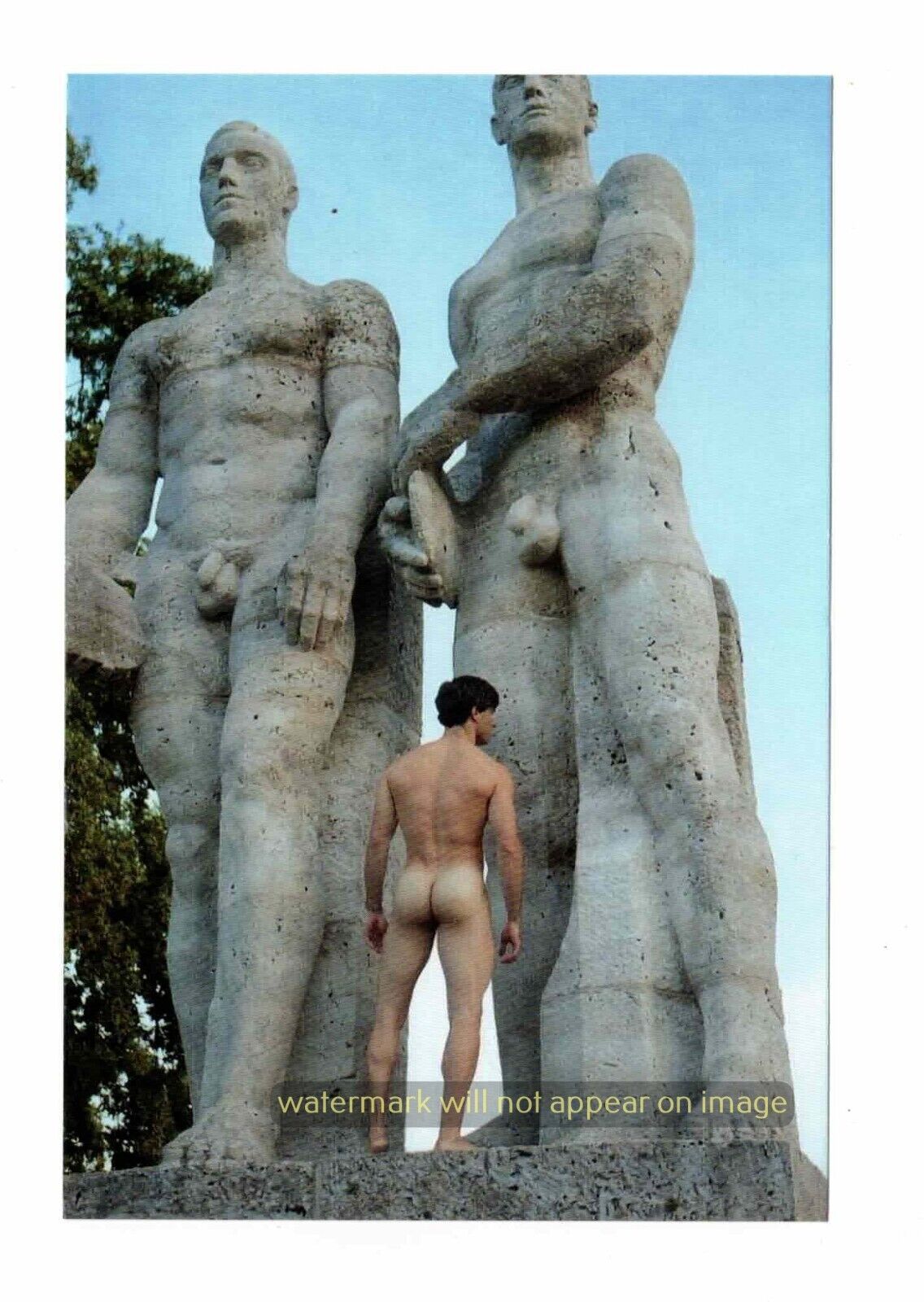 POSTCARD Print / Nude man + Karl Albiker Olympic monument