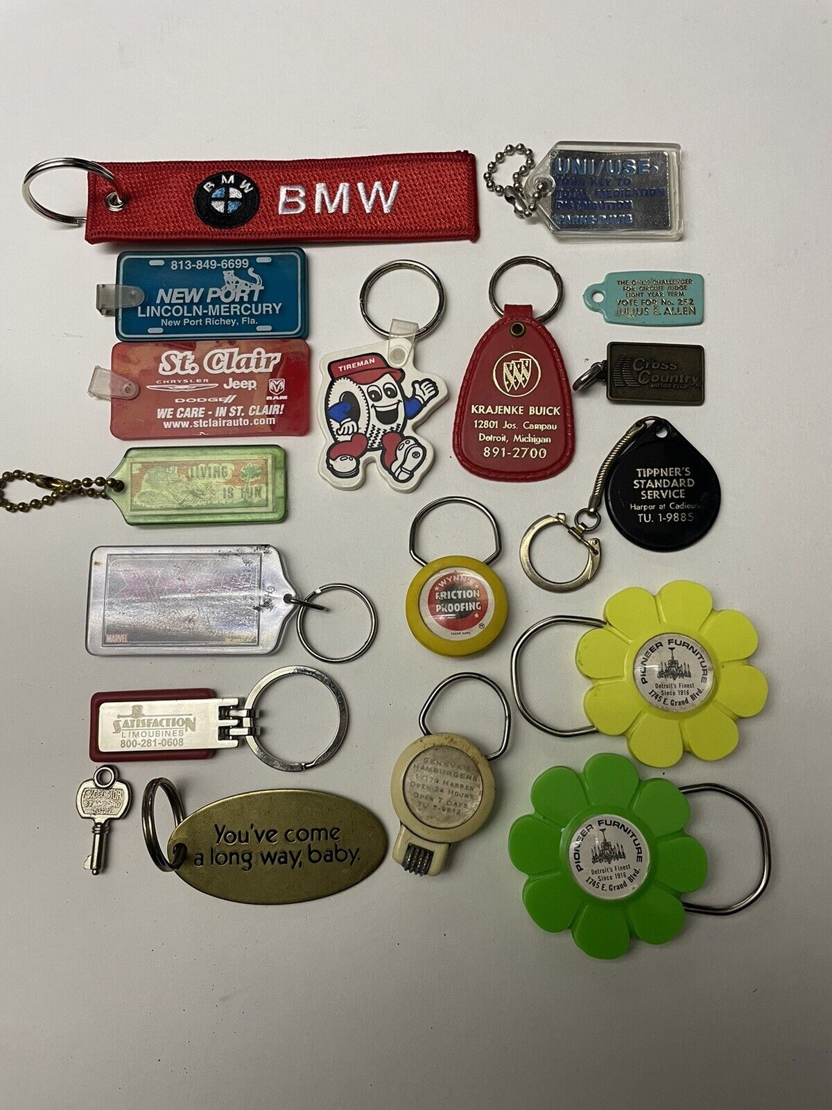 Vintage Keychains, Car, Automobile, Detroit, Michigan - Lot of 18 Keychains