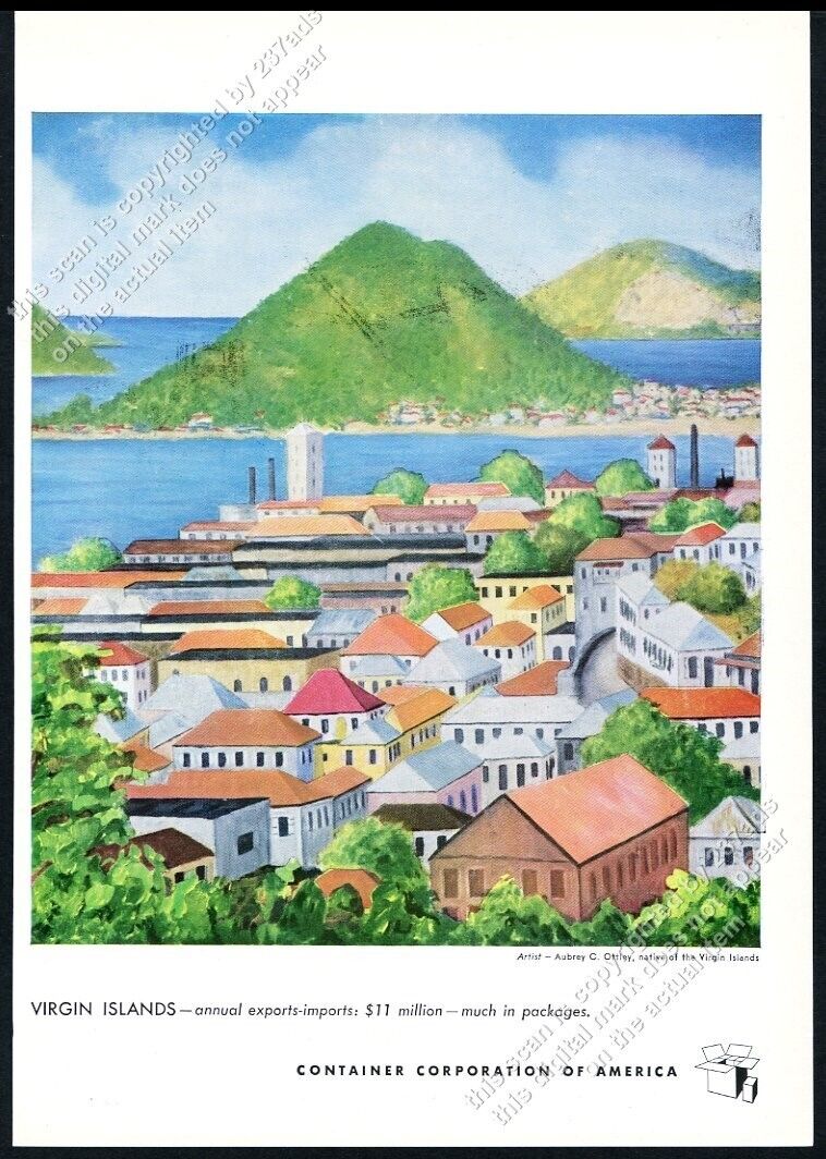 1950 USVI US Virgin Islands art by Aubrey C Ottley CCA vintage print ad