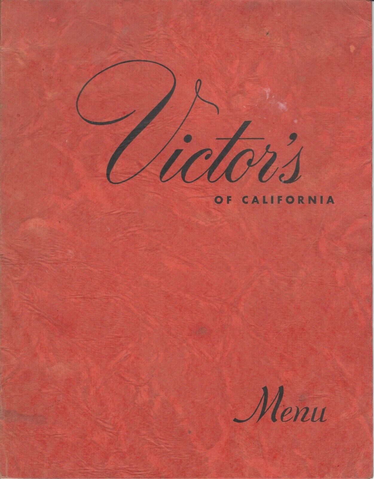 Vintage Restaurant Menu VICTOR\'S OF CALIFORNIA Little Italy, San Francisco CA