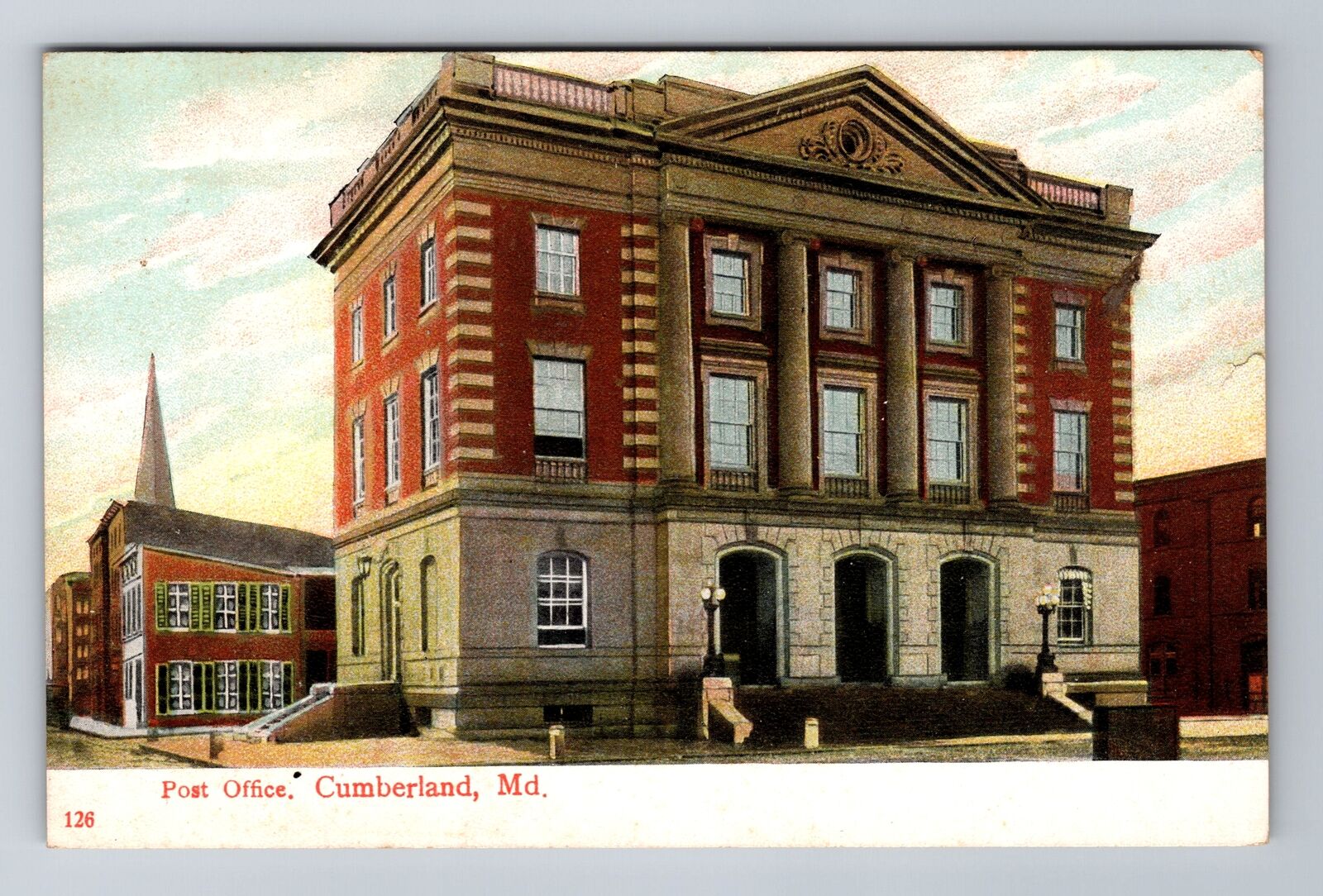 Cumberland MD-Maryland, Post Office Building, Antique Vintage Souvenir Postcard