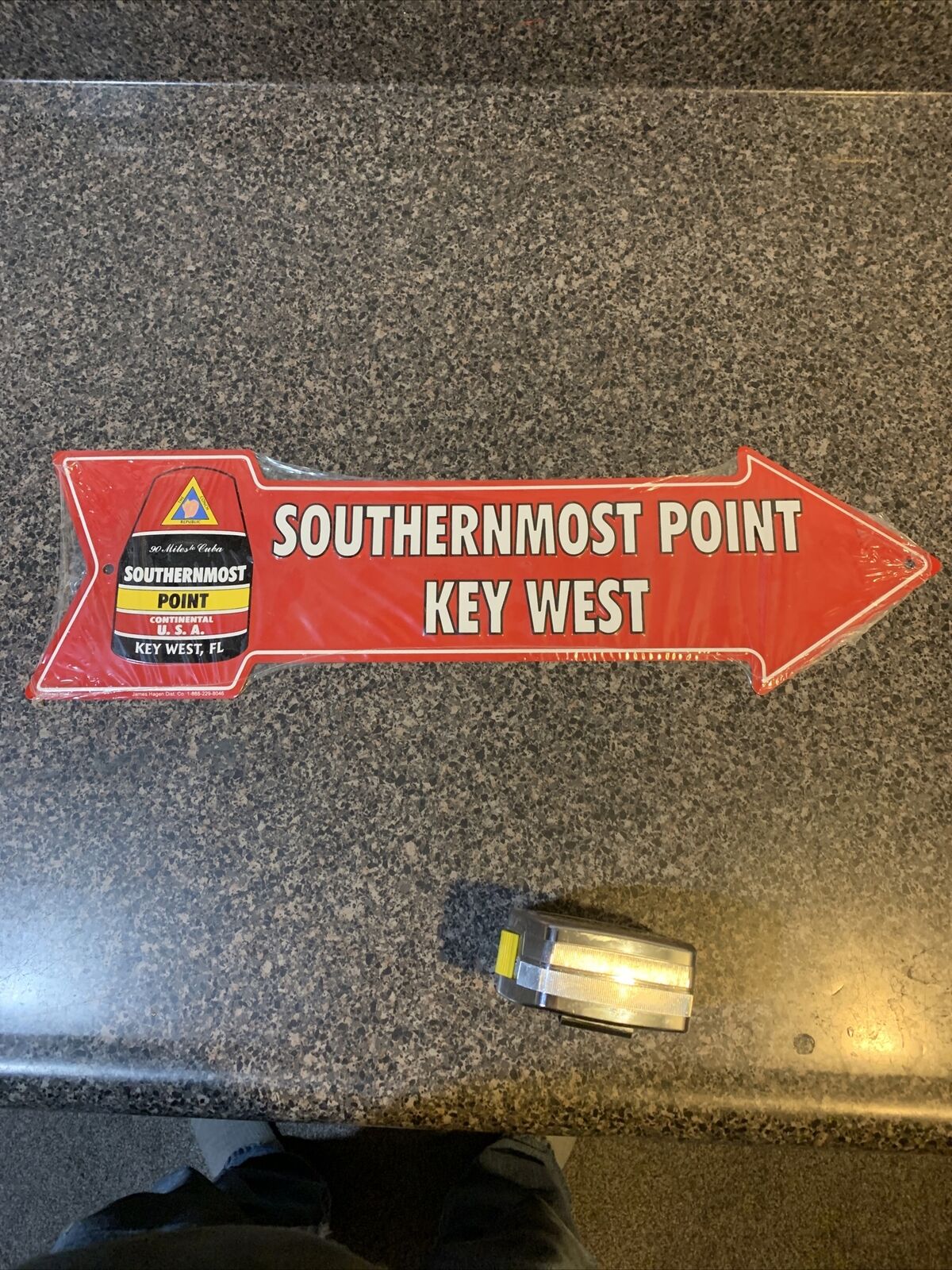 Southernmost Point Key West Arrow Metal Sign 6x 20 Inches NOS Embossed