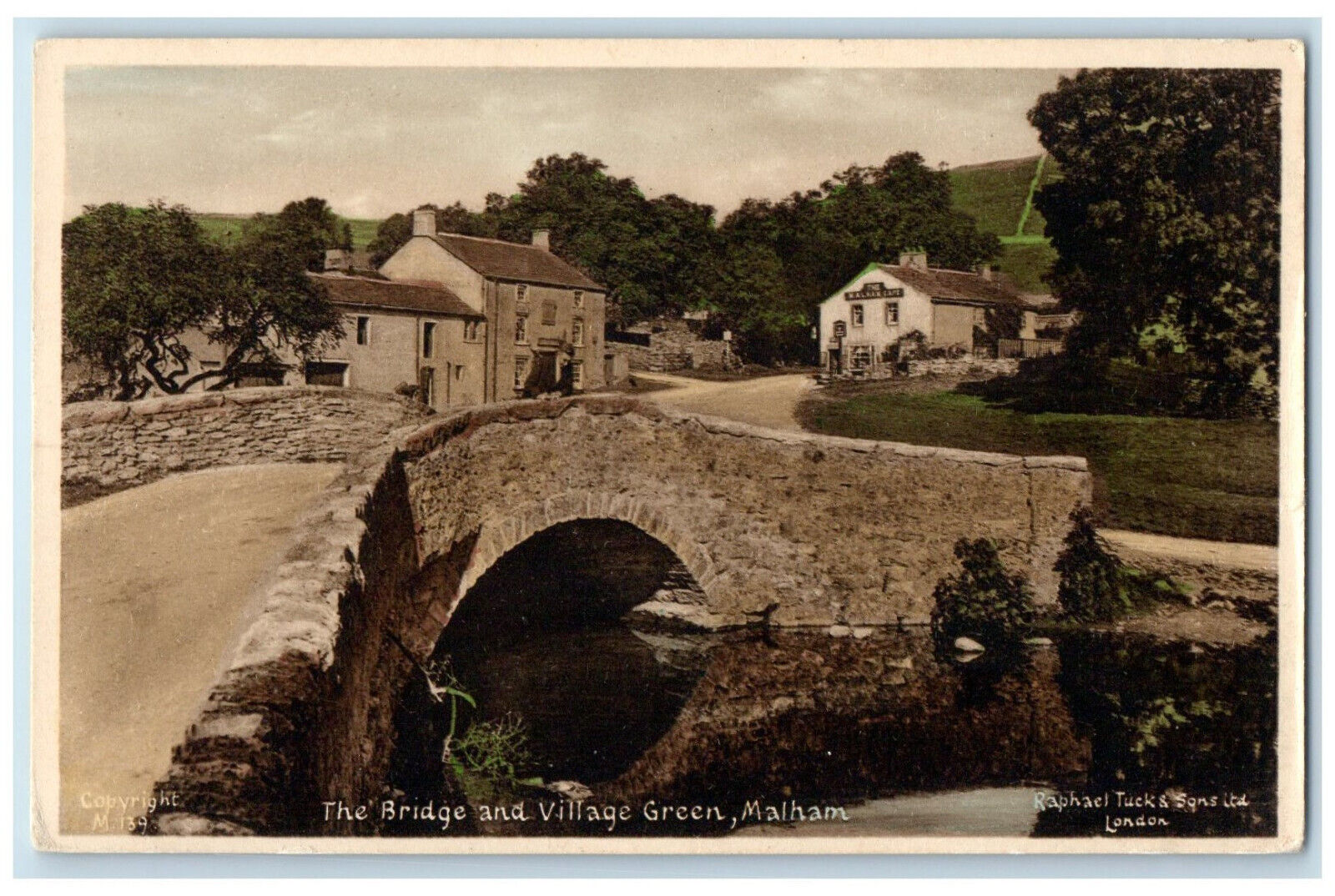 c1930's The Bridge and Village Green Malham Yorkshire England Unposted Postcard
