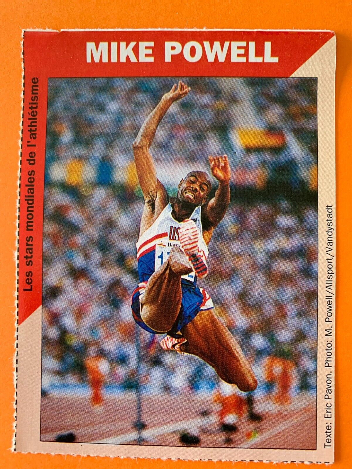 1993 ATHLETICS OLYMPIC GAMES STAR ROOKIE CARD MIKE POWELL FRENCH EDITION