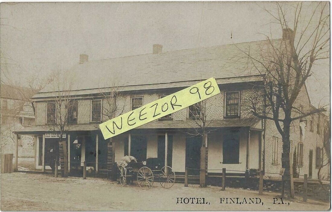 FINLAND, PA.~RPPC~REAL PHOTO~HOTEL~GENERAL STORE & POST OFFICE~1907