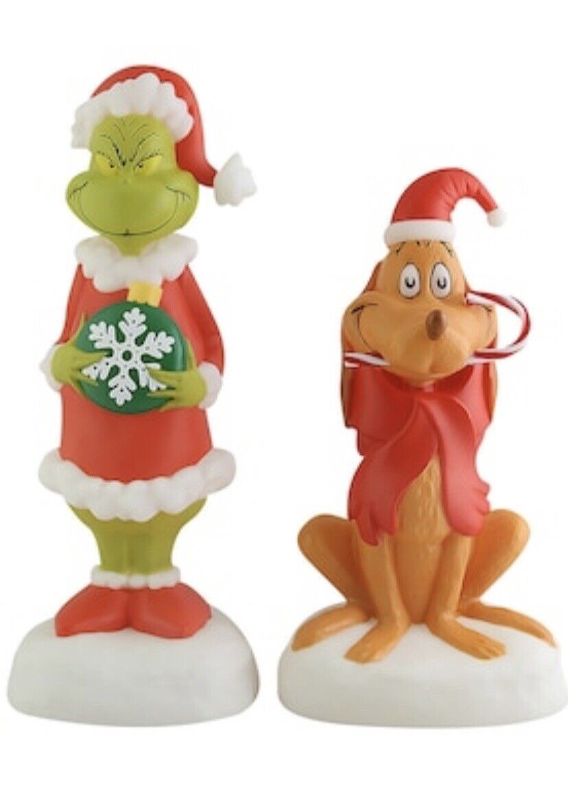 Grinch 14-in LED Dr Seuss\' The Grinch & Max Blow Mold Set of 2 Brand New In Hand