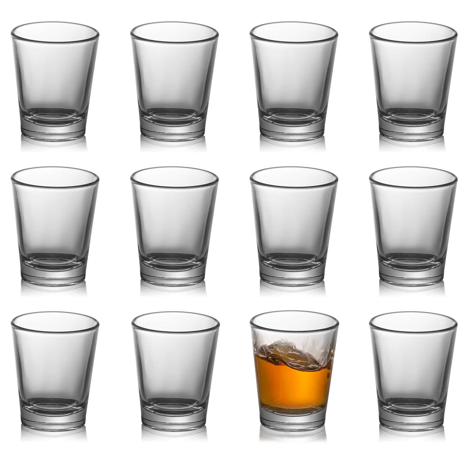 12 Pack Shot Glasses 1.5 Oz Clear Shot Glass Cups Set with Heavy Base for Bar R