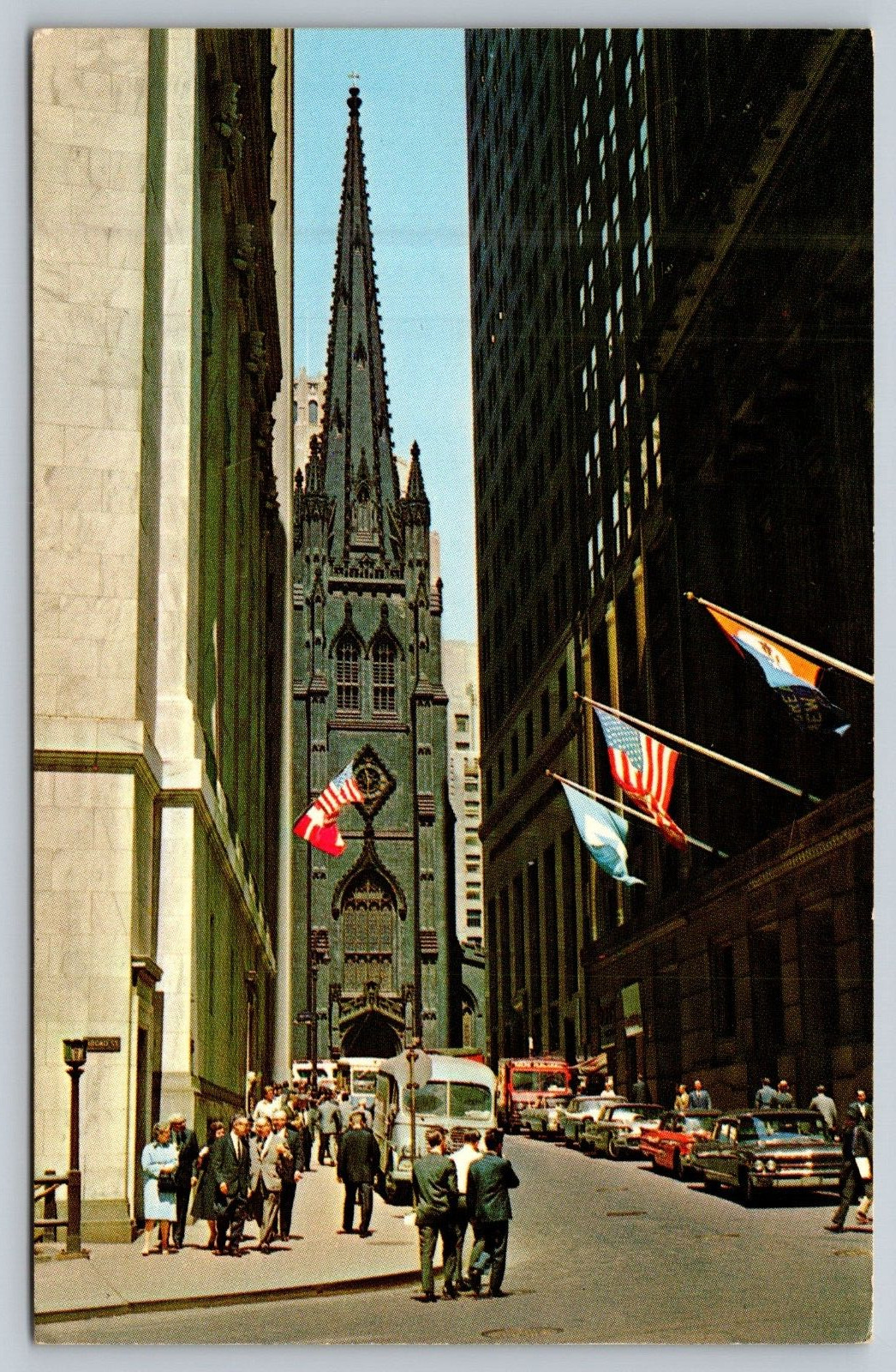 Postcard Wall Street Center of Financial District New York City New York USA