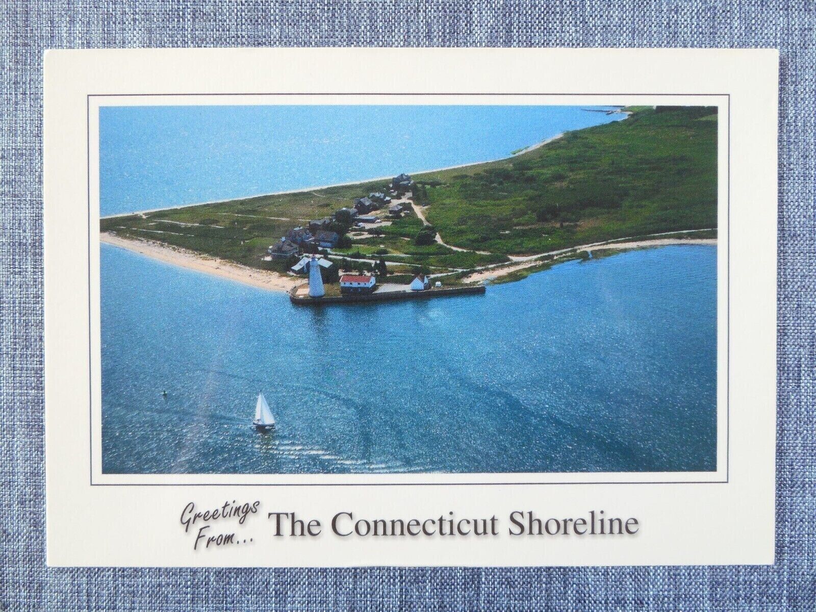Greetings Connecticut River Shore Line Vintage Postcard unposted Aerial View