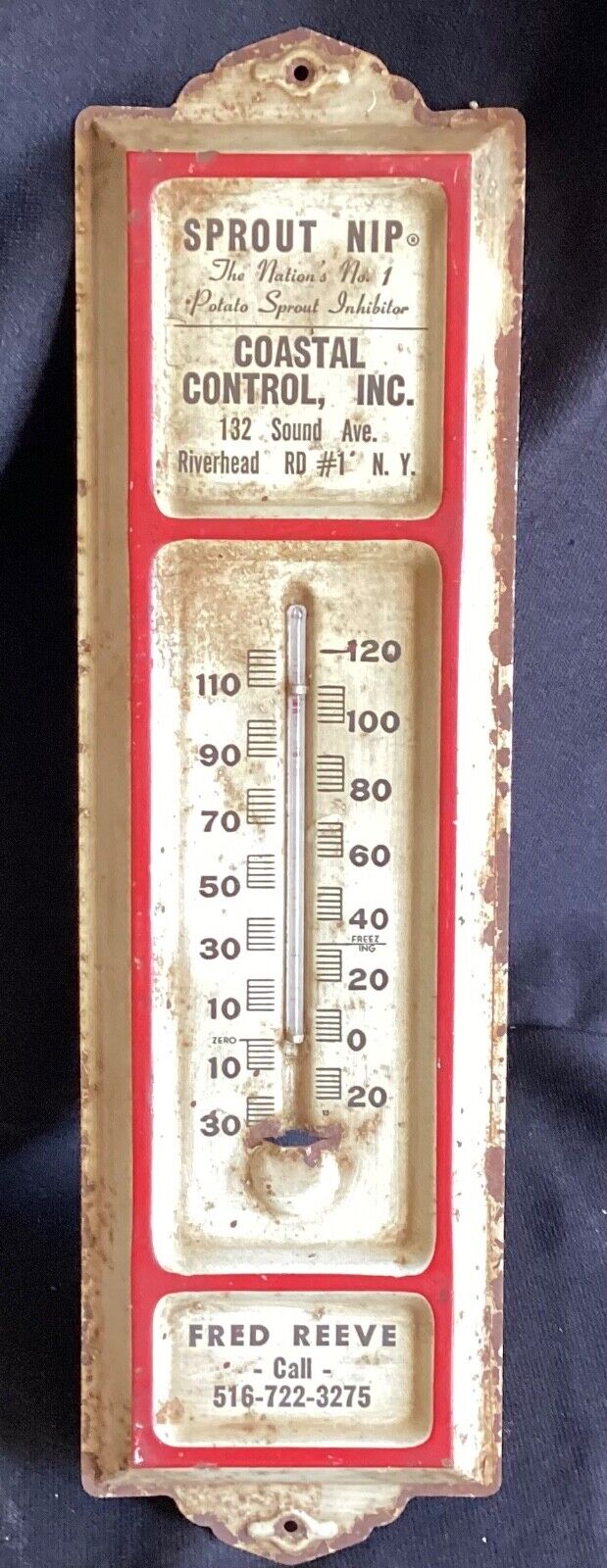 Vintage Fred Reeve Farm Riverhead Northfork Long Island Advertising Thermometer