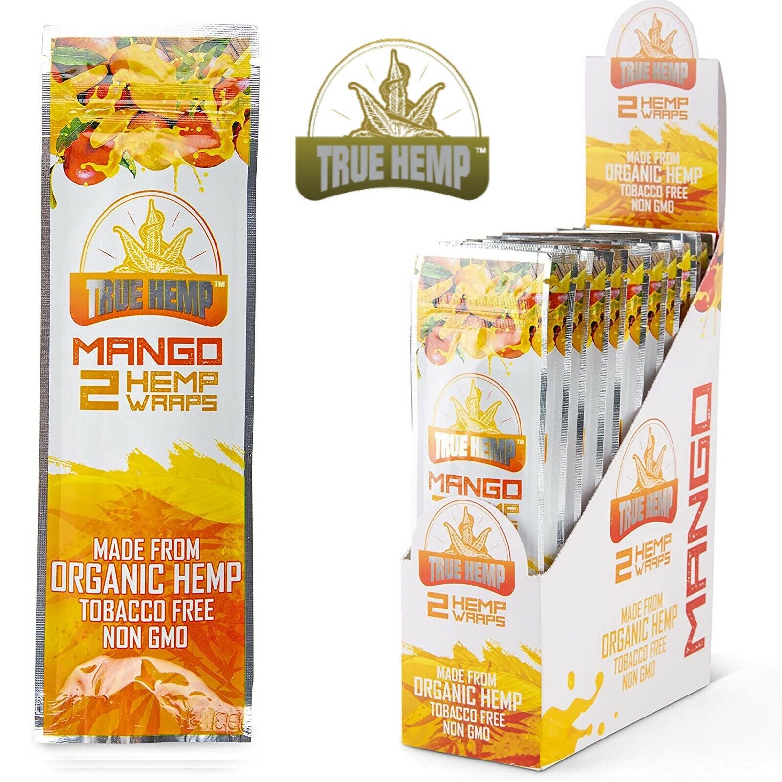 TRUE H. Natural Organic Herbal Wraps Mango Full Box 25 Pouches/2 per Pack