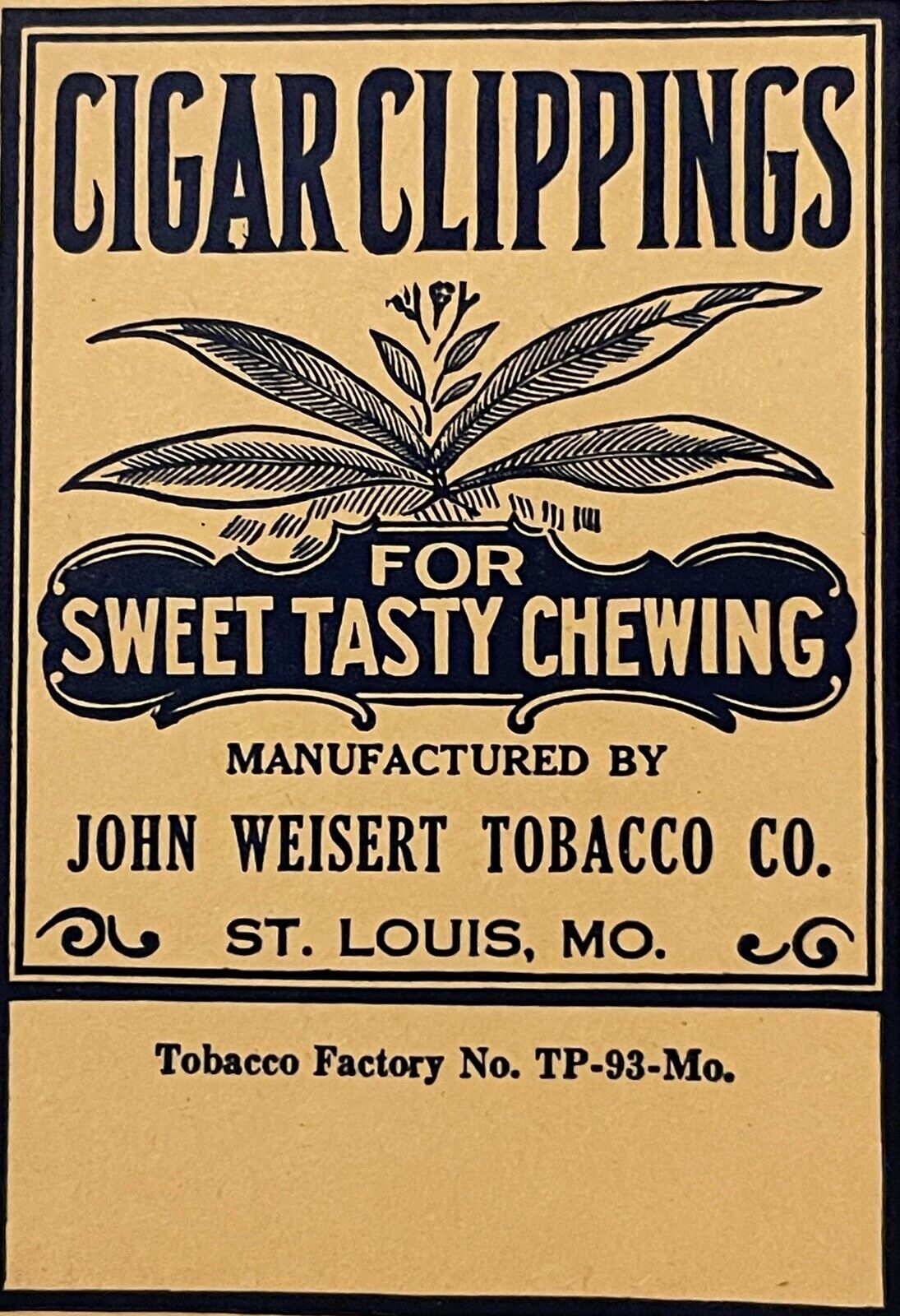 Antique Vintage John Weisert Cigar Clippings Bag, St. Louis, MO 1930s - 1940s