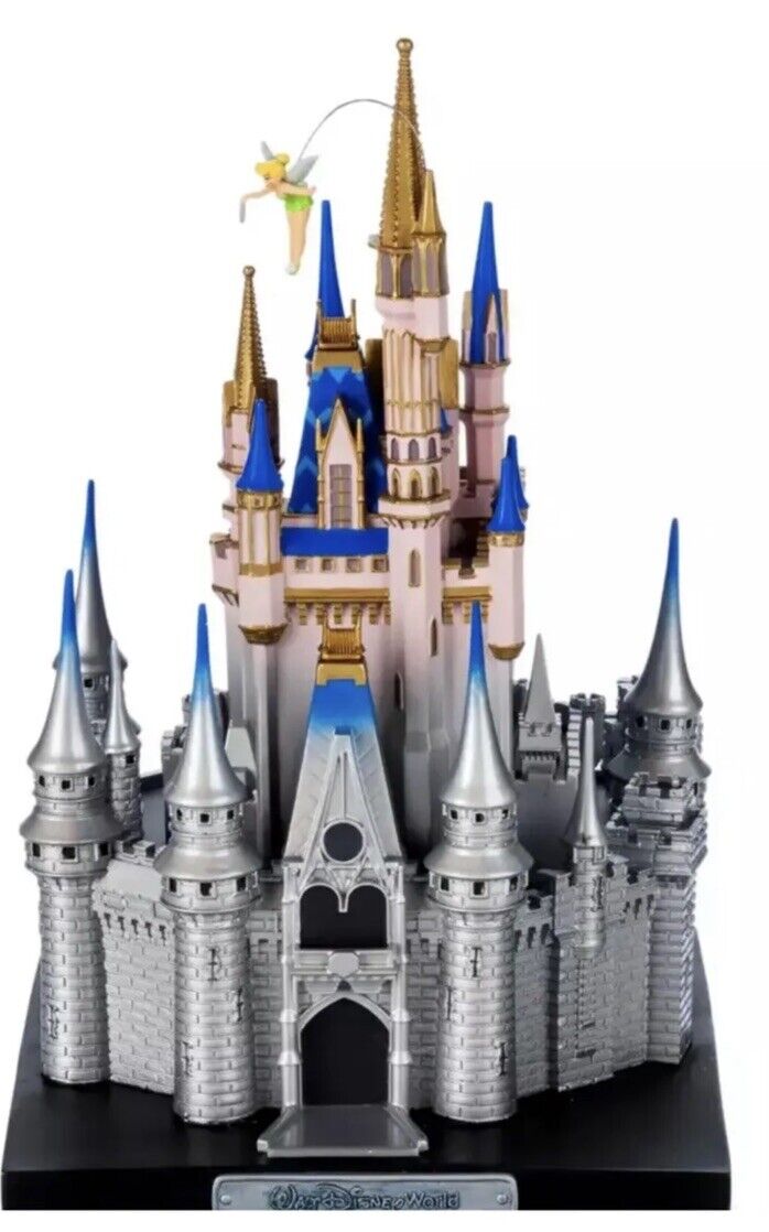Disney Parks Cinderella Castle Figurine 2023 Collectible 100 Tinker Bell Metal