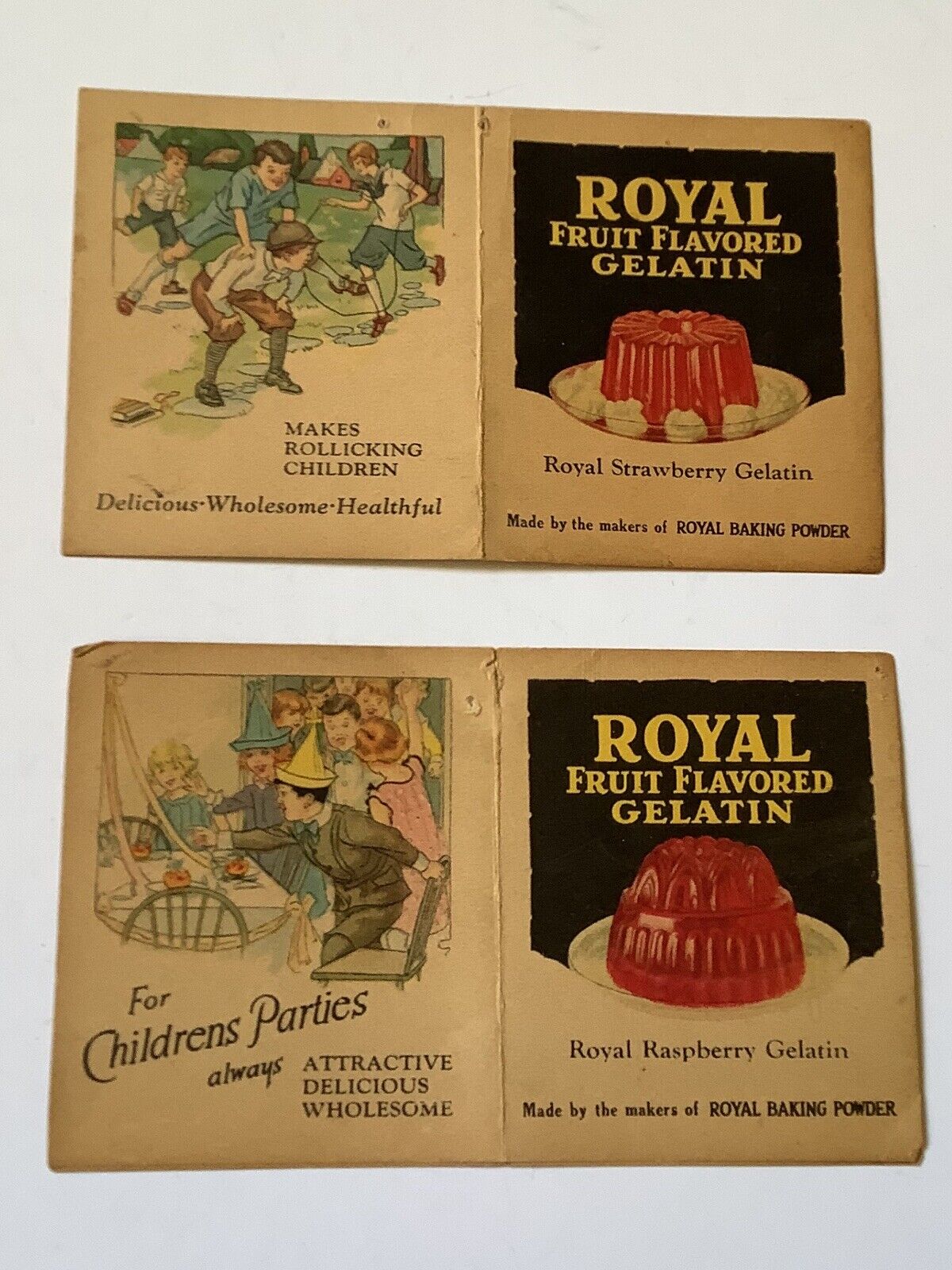 VTG 1928 Lot of 2 Royal Gelatin Recipe Pamphlets. Children’s Party Recipes. 1928