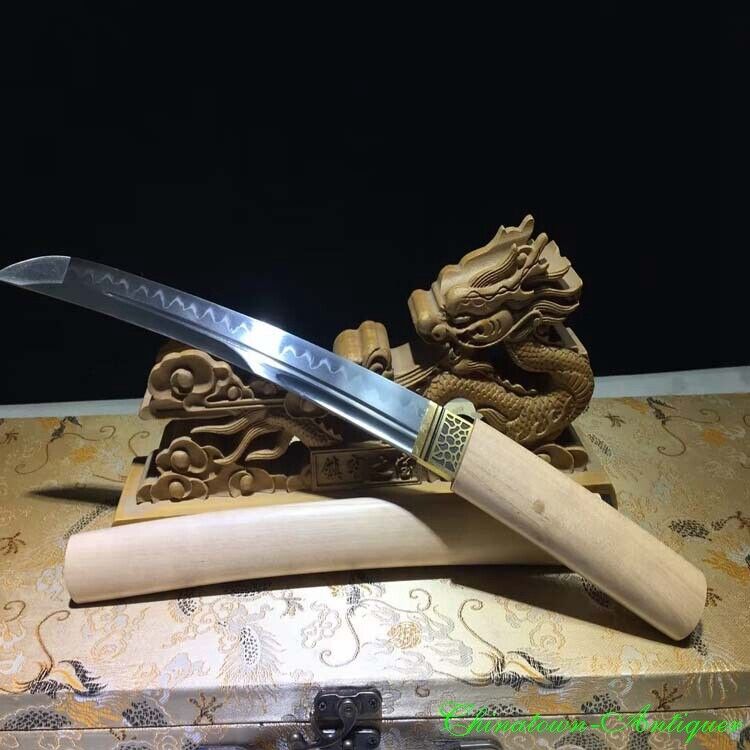 Japanese Short Sword Wakizashi Katana Steel Blade w Clay Tempered Sharp #0996