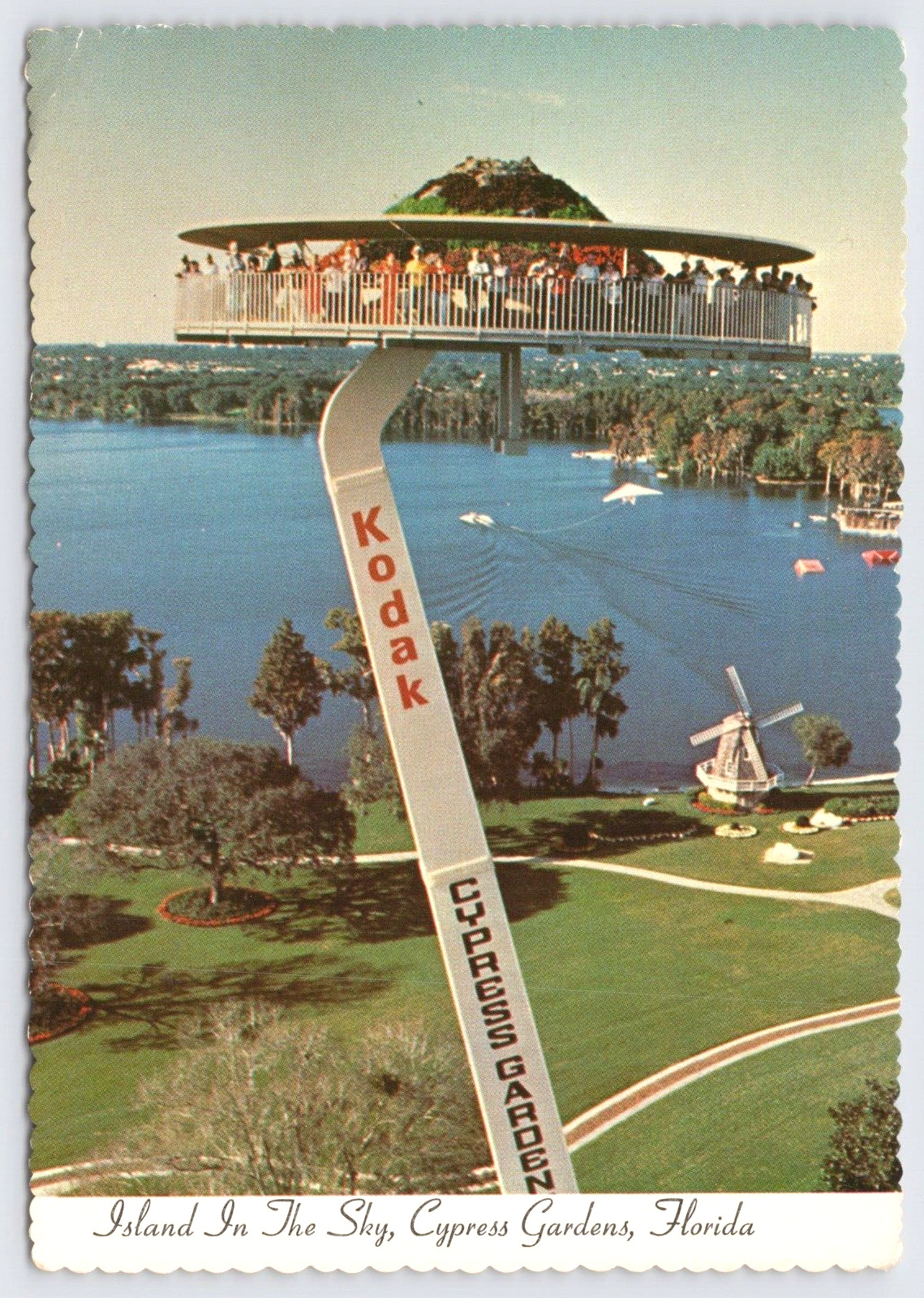 Postcard  Island in the Sky Cypress Gardens Fl Kodak People windmill UNP (a2)